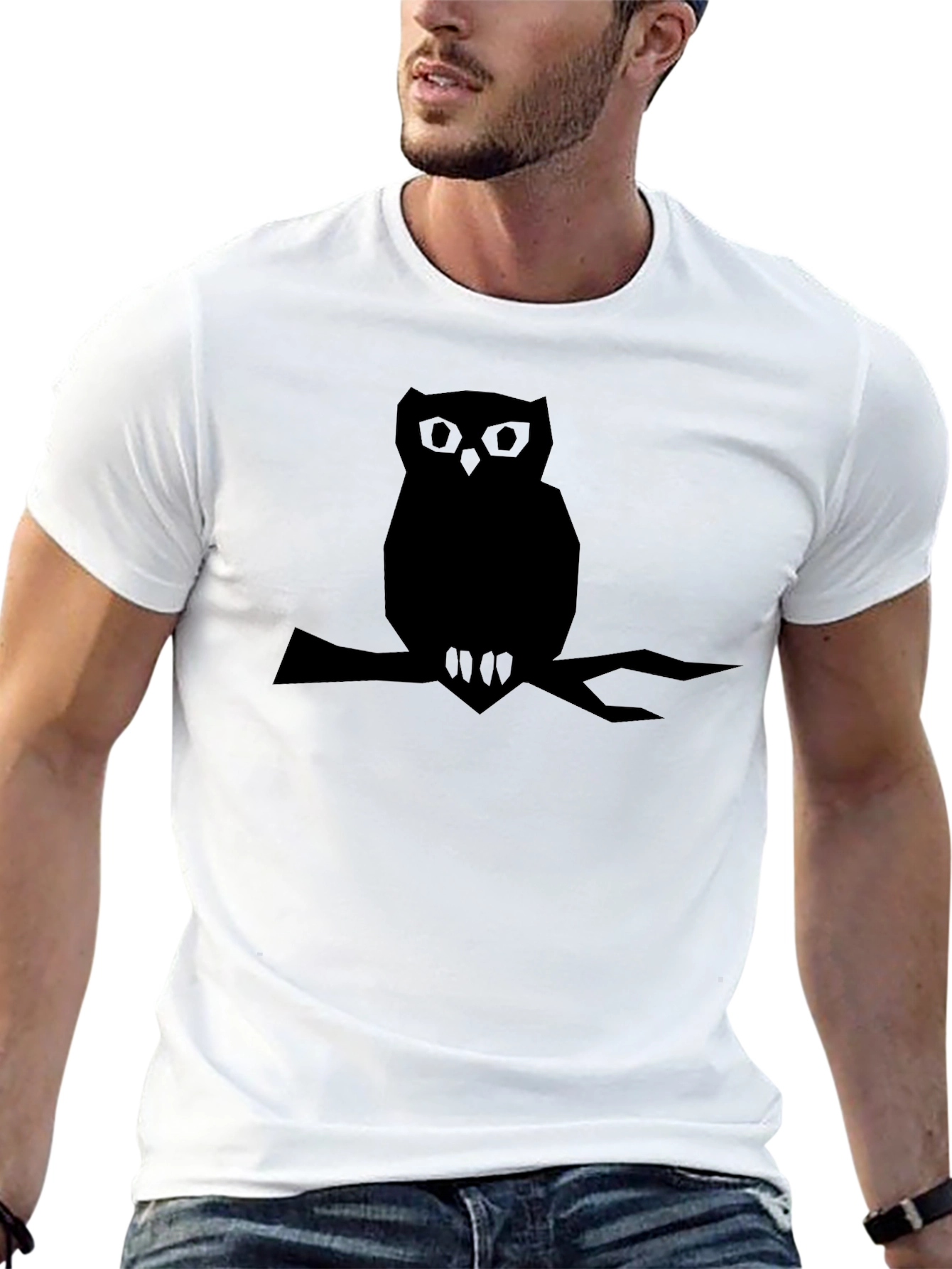 Mens Black Owl Graphic Tee