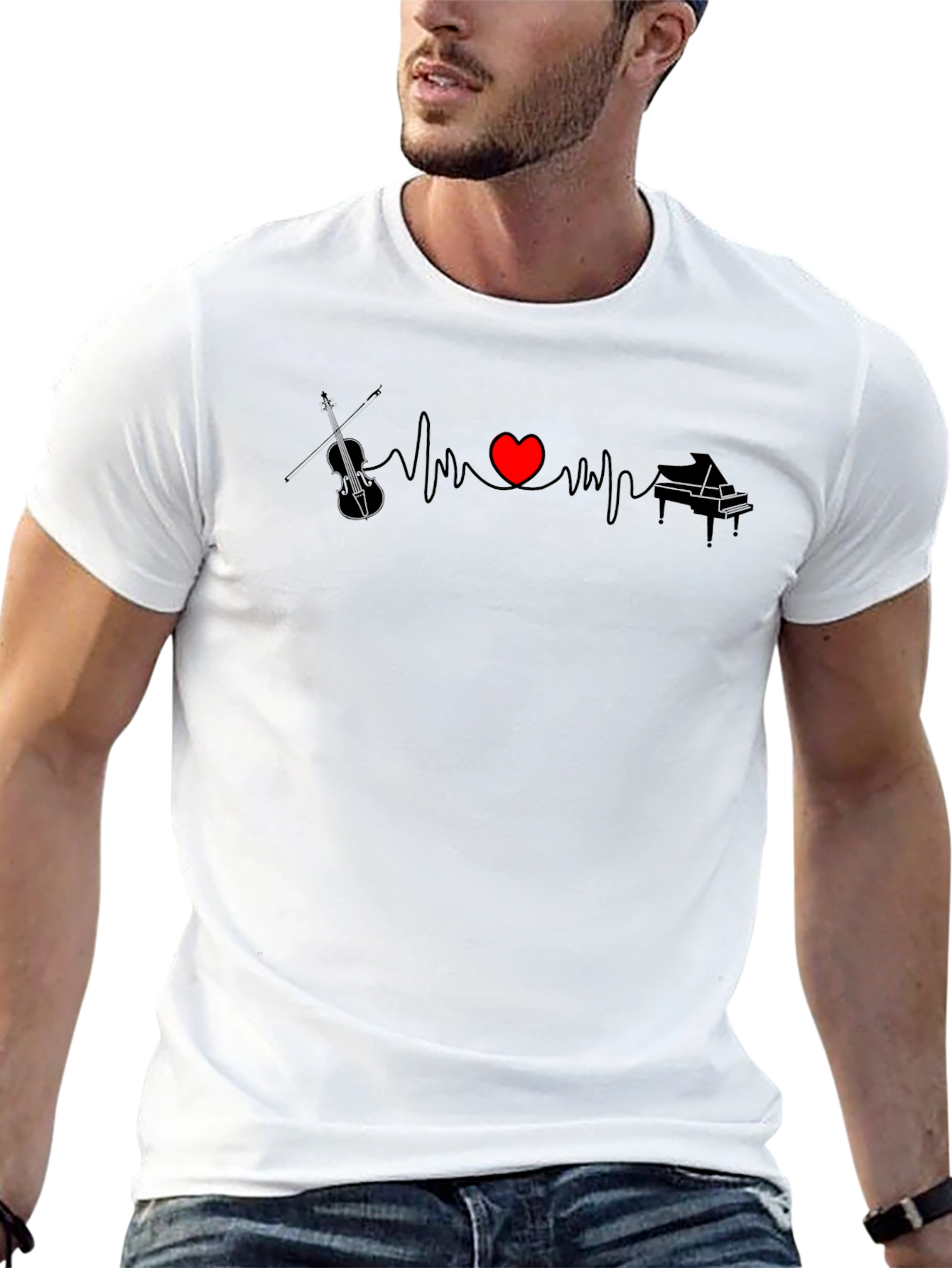 Music Heartbeat T-Shirt - Violin & Piano