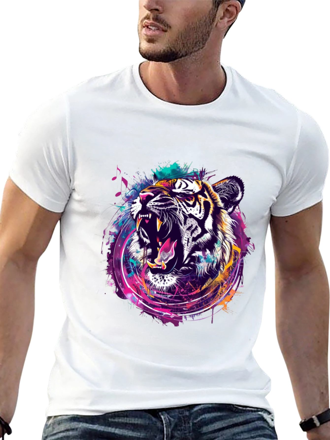 Vibrant Tiger Graphic T-Shirt - Bold Animal Print