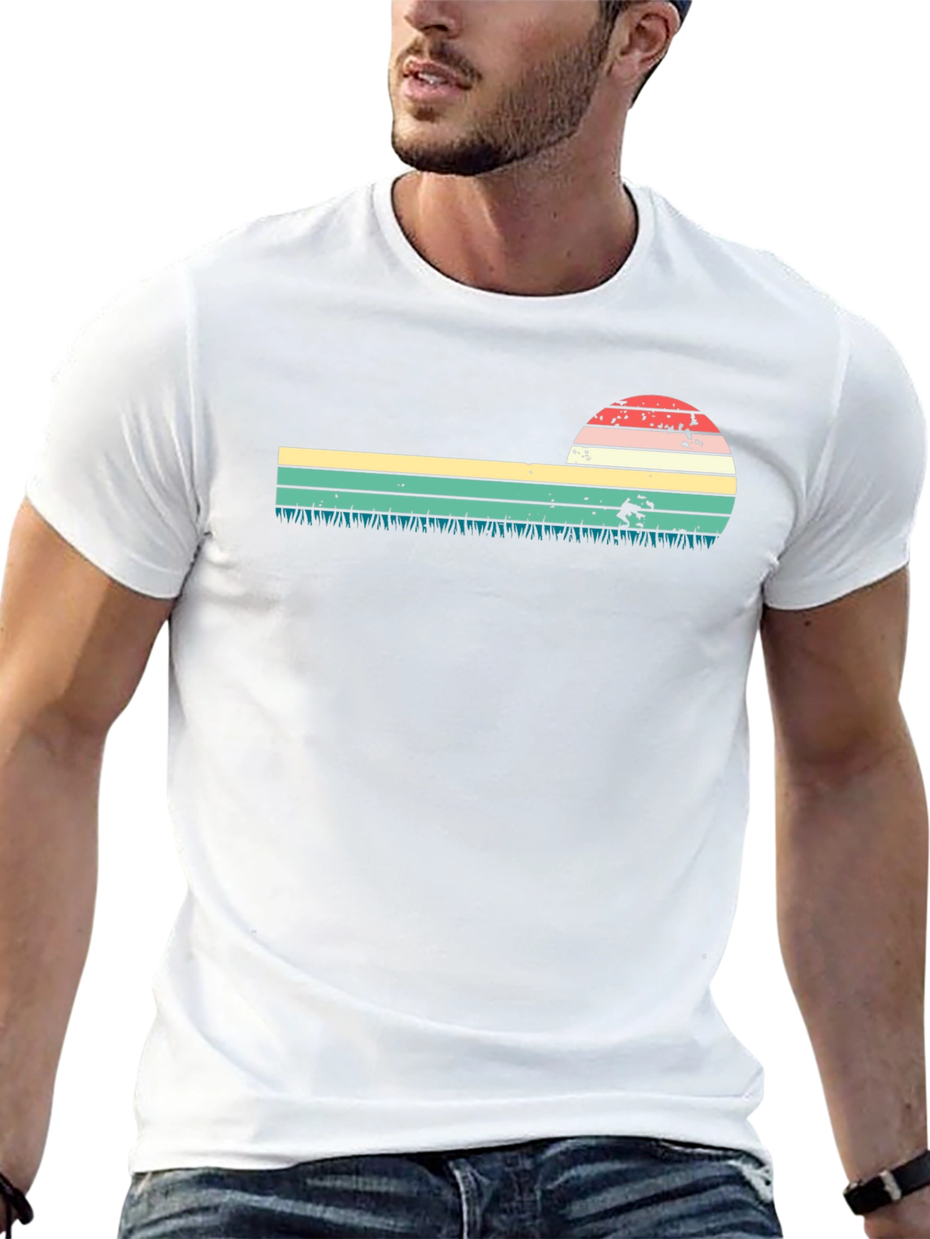 Retro Sunset Black T-Shirt
