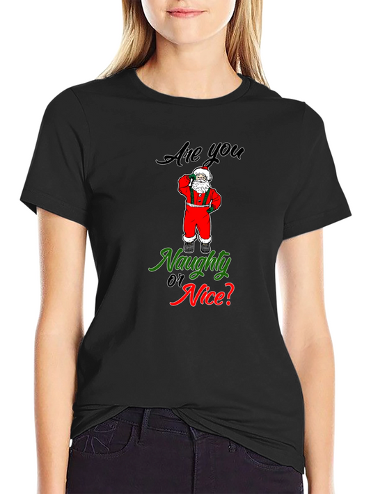 Naughty or Nice Santa T-Shirt Christmas Holiday Tee