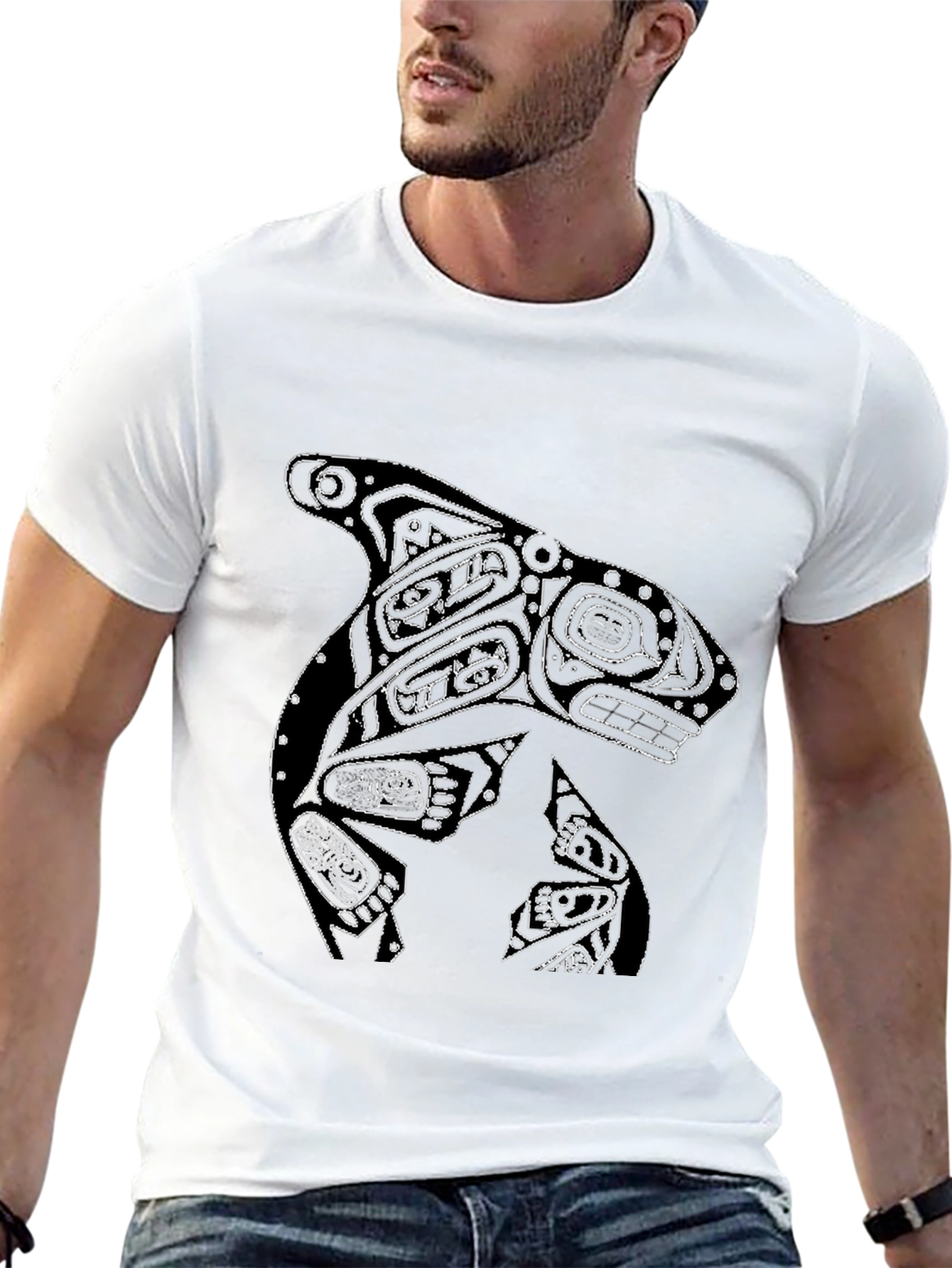 Killer Whale Graphic Tee - Black Cotton T-Shirt
