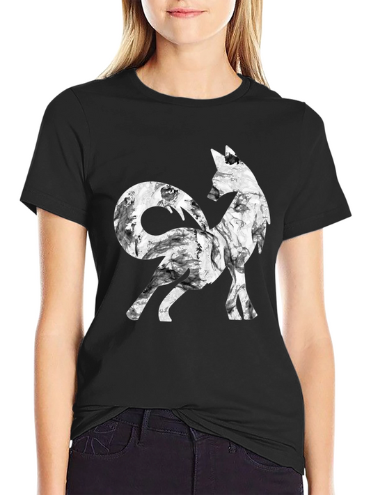 Stylish Fox Graphic Black T-Shirt