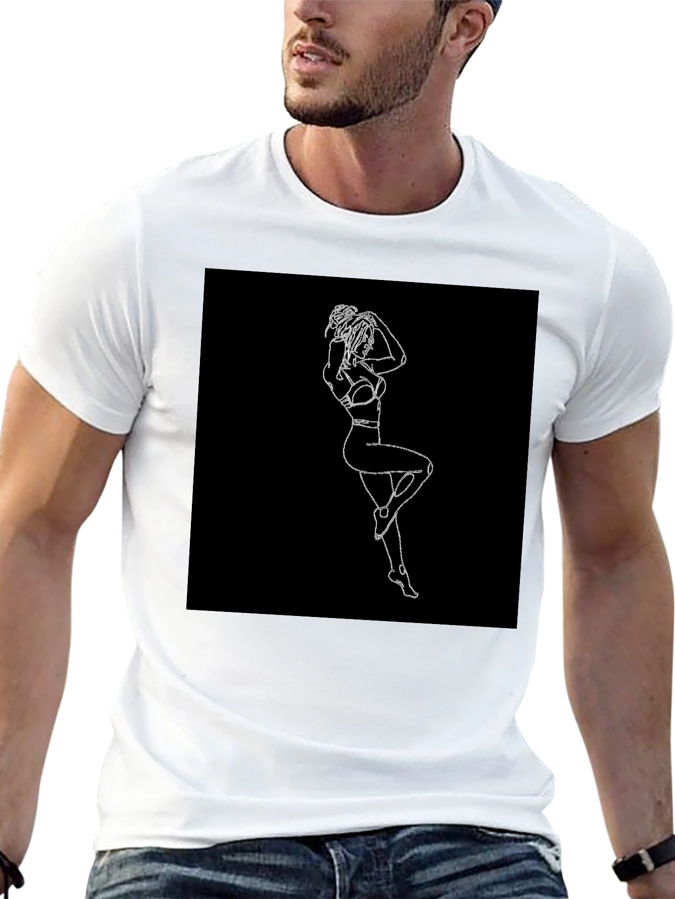 Minimalist Line Art Womans Graphic Tee