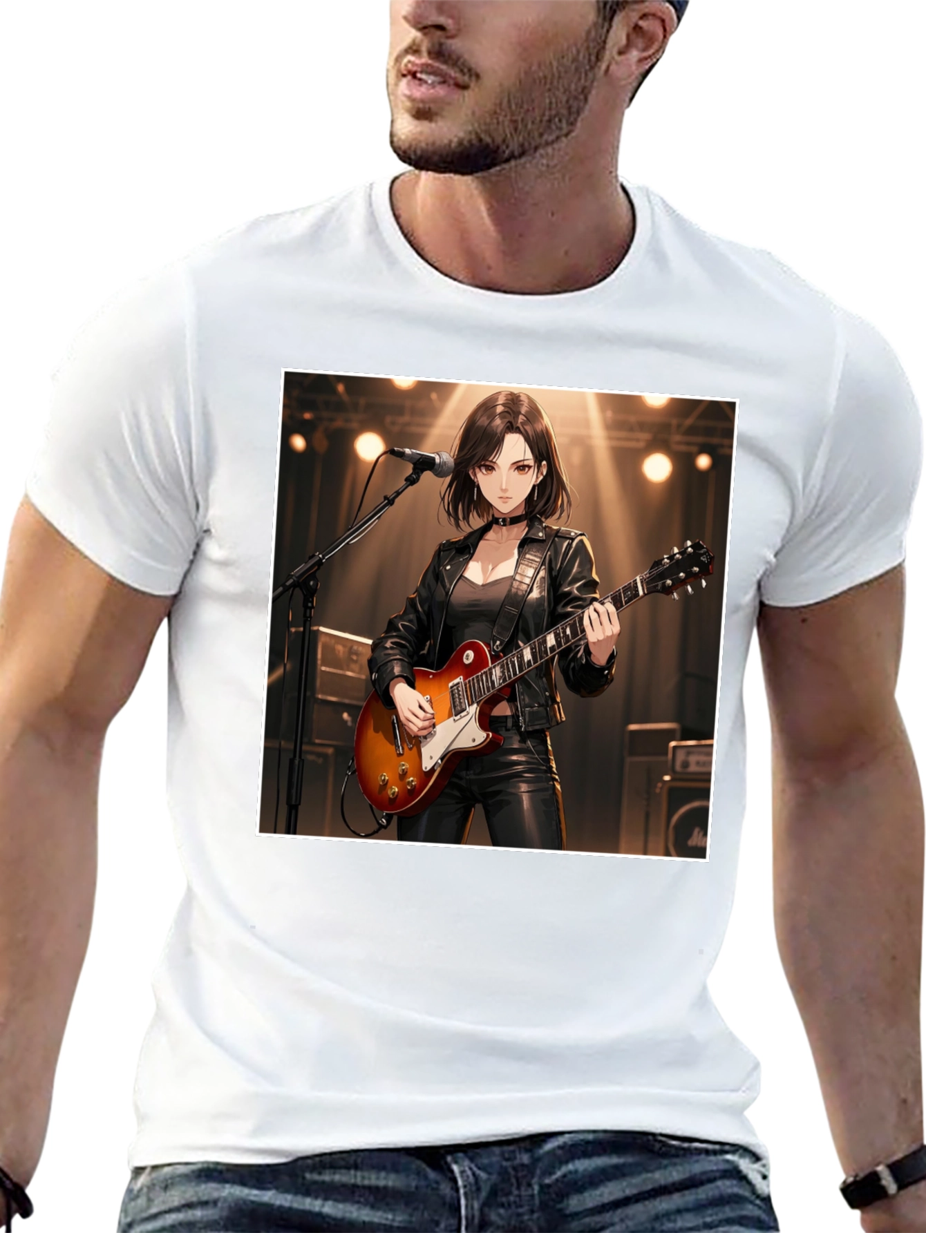Guitarist Girl Black T-Shirt