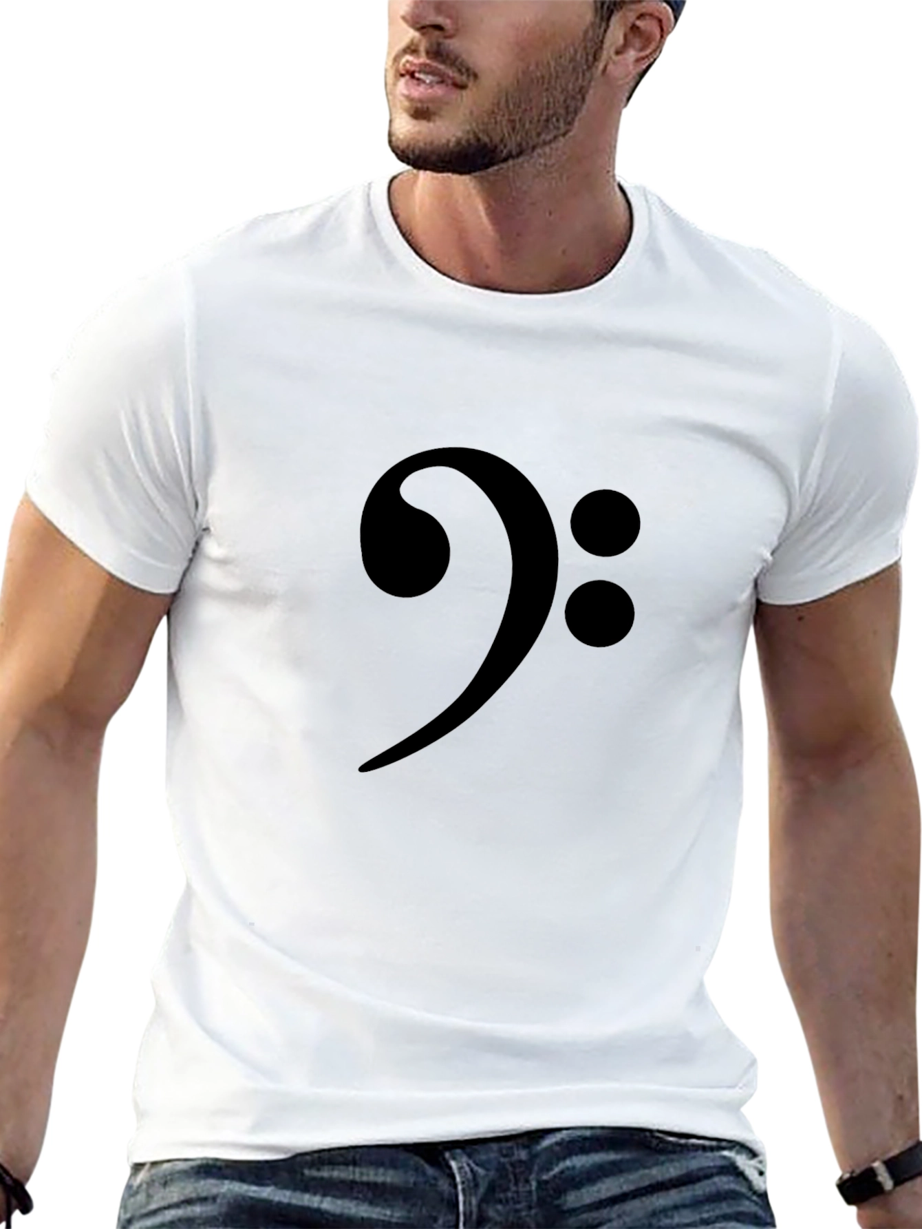 Bass Clef Black T-Shirt Music Note Tee