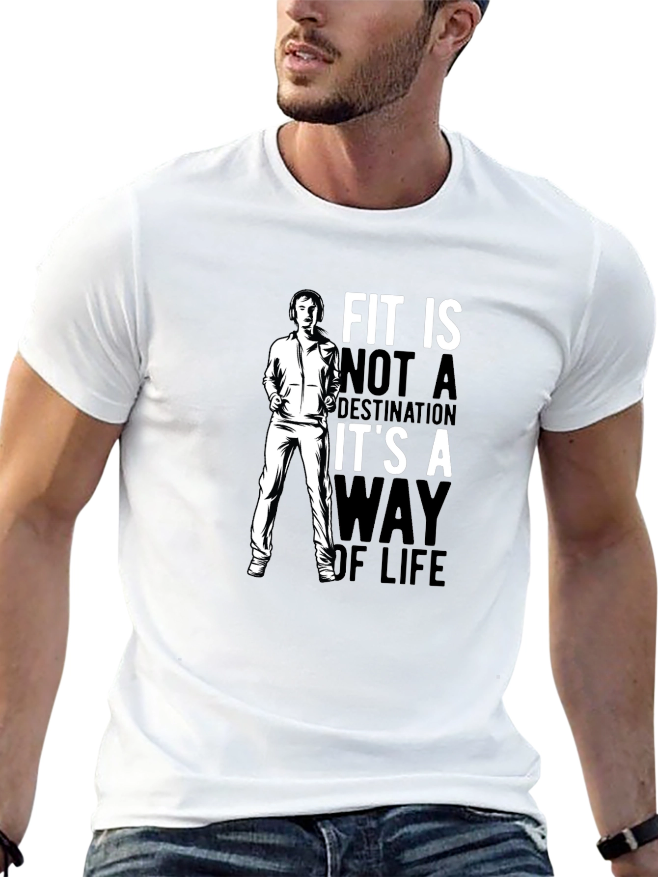 Fit is a Way of Life Black Graphic T-Shirt