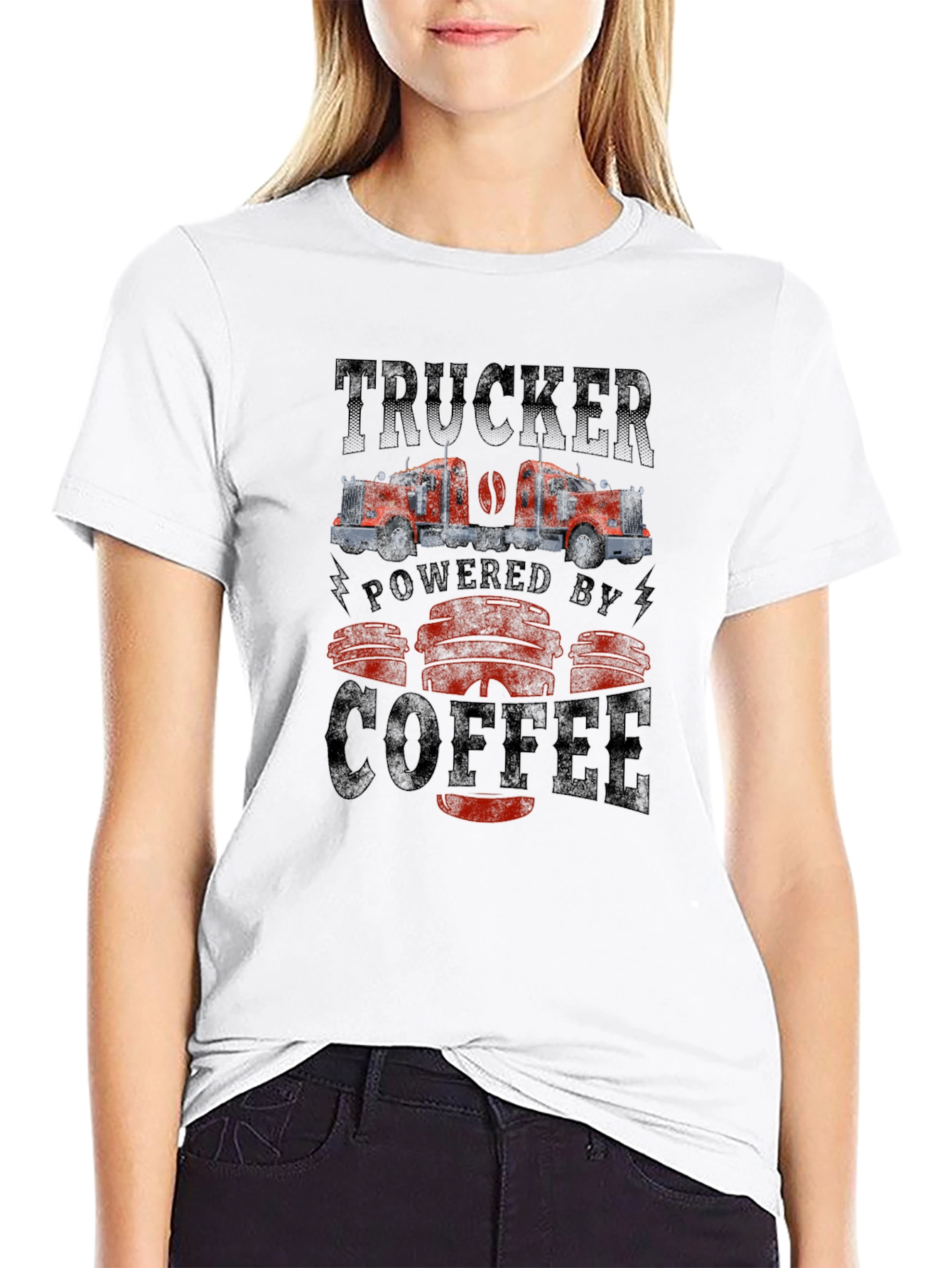 Trucker Powered by Coffee Graphic Tee