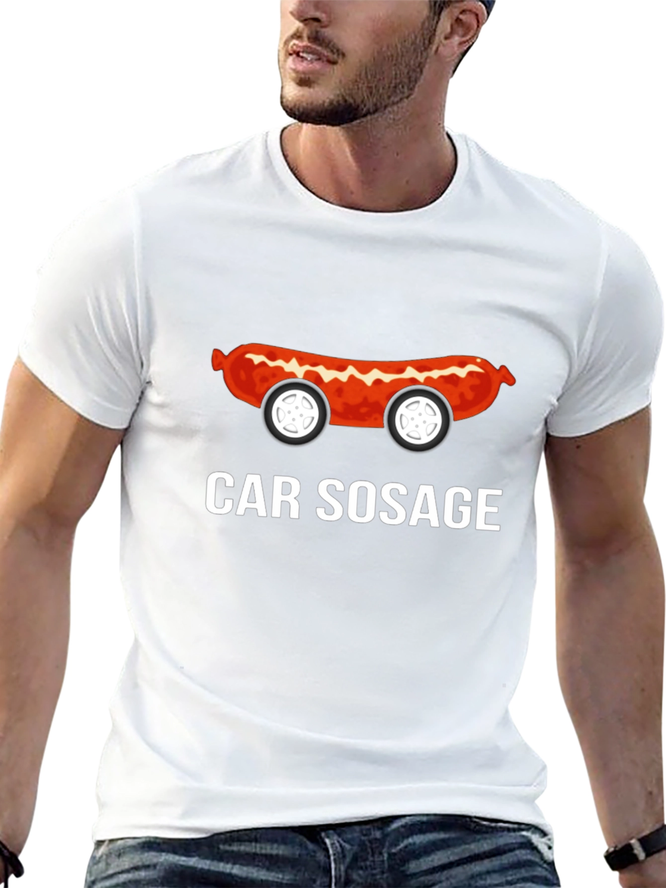 Funny Car Sosage Graphic T-Shirt