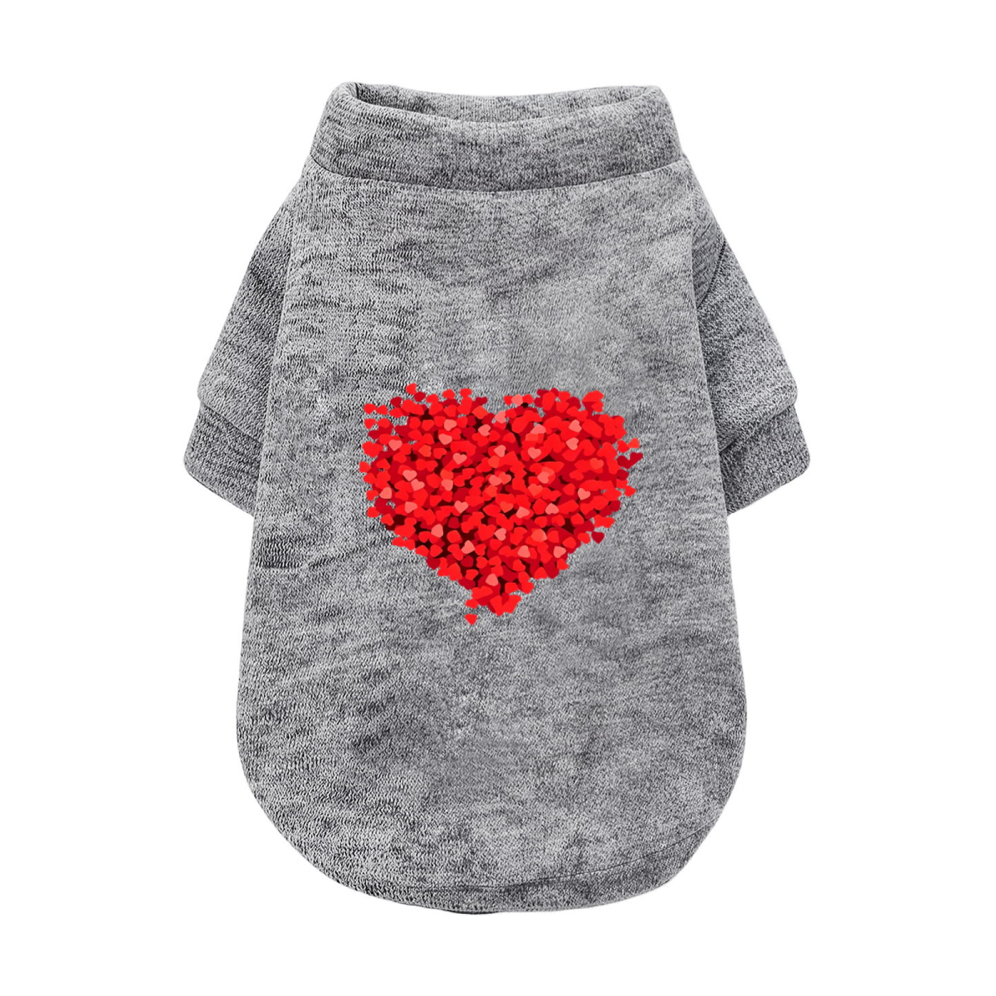 Glitter Red Heart Sweet White Dog Sweater