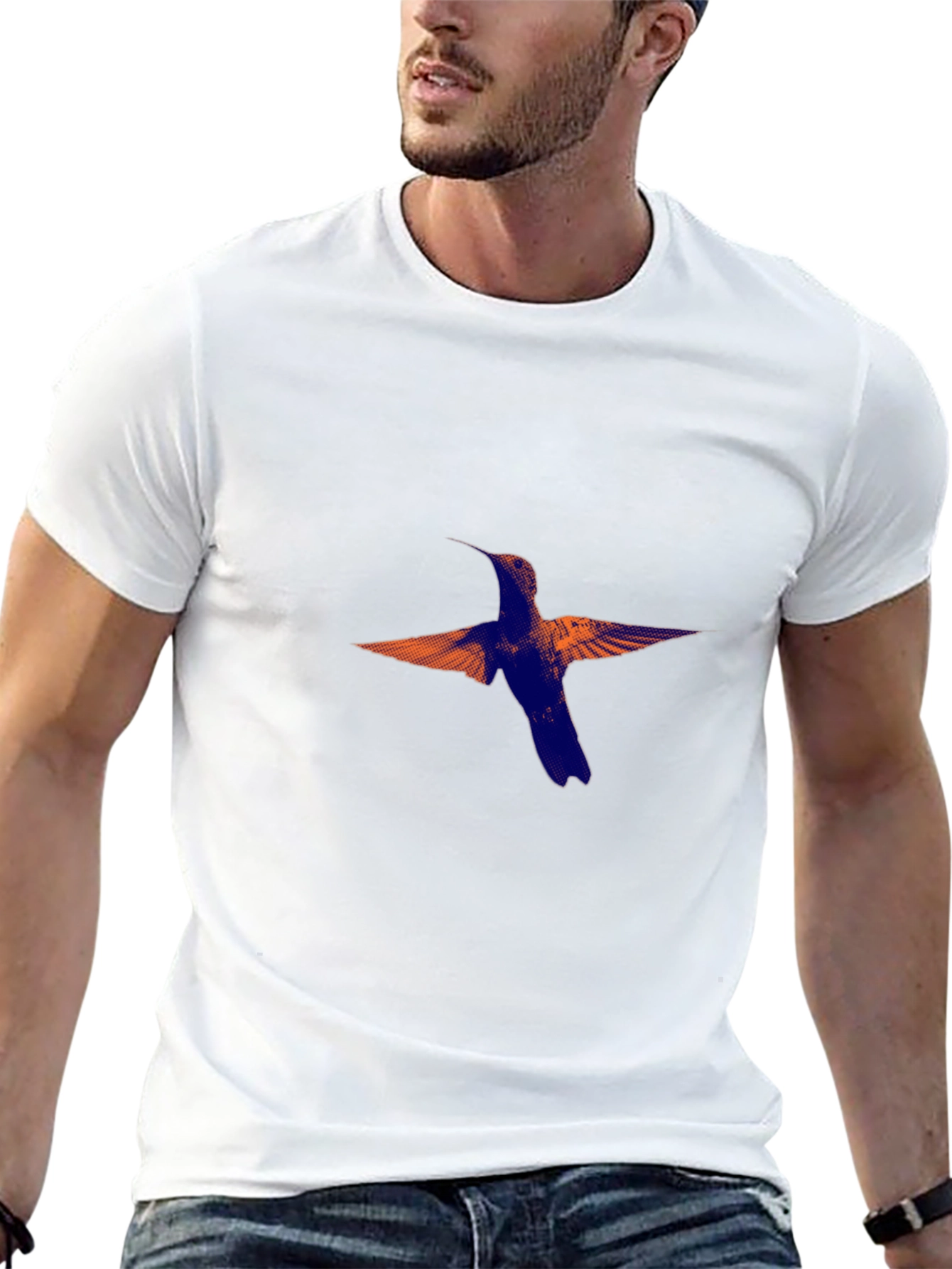 Hummingbird Print Black T-Shirt