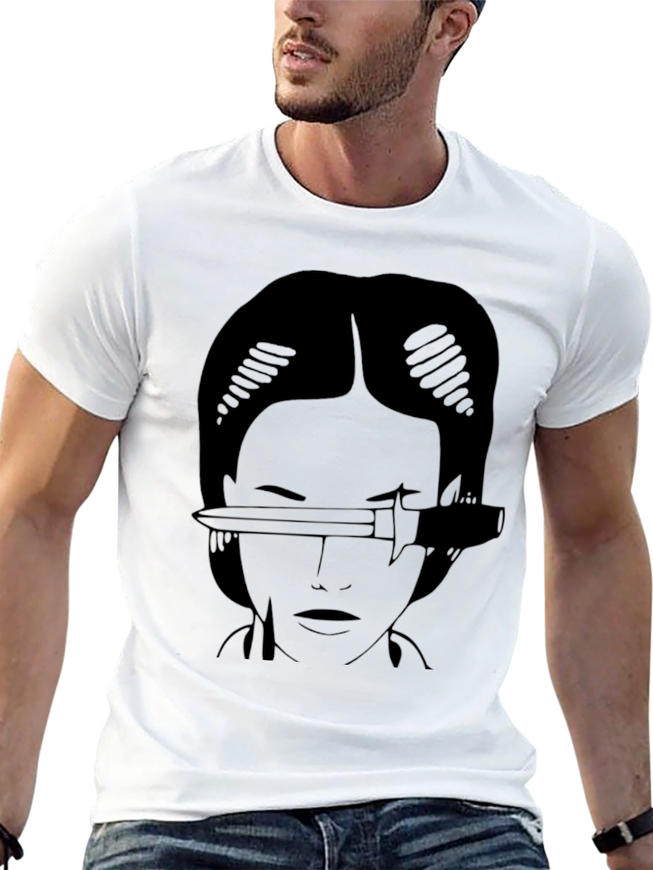 Knife Through Eye Graphic Tee - Black Cotton