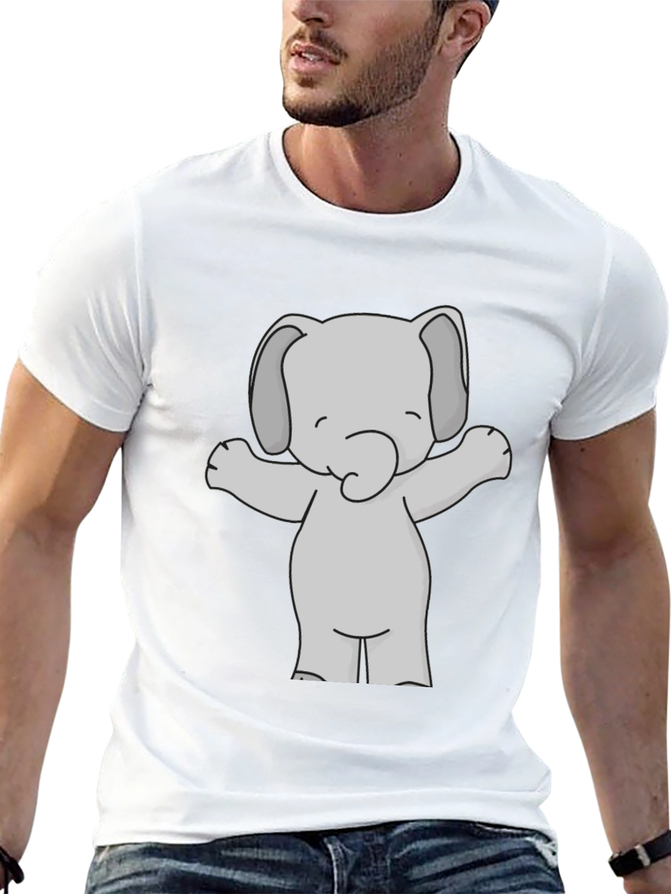 Cute Elephant Graphic Tee - Black Unisex T-Shirt