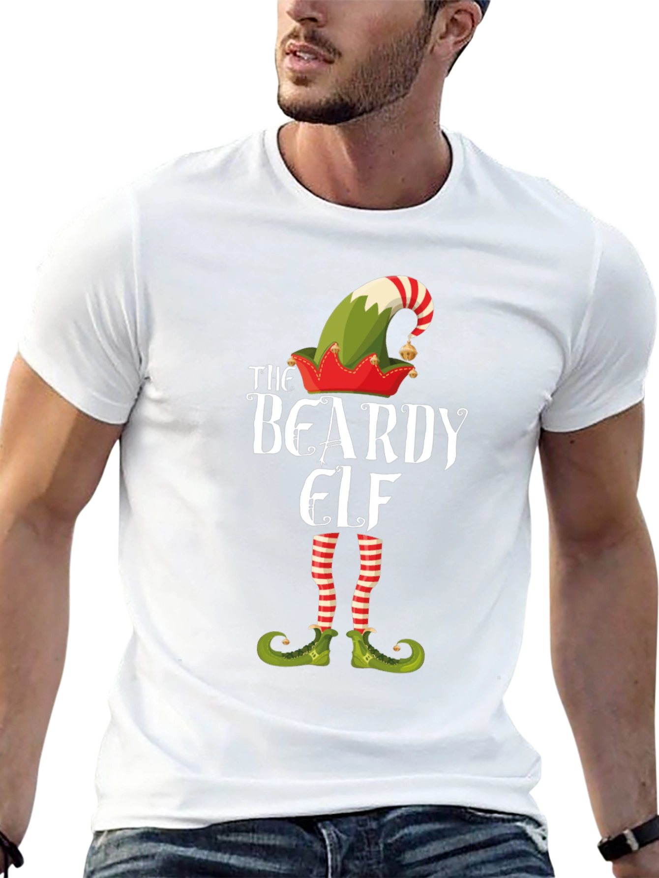 The Beardy Elf Christmas T-Shirt Holiday Tee