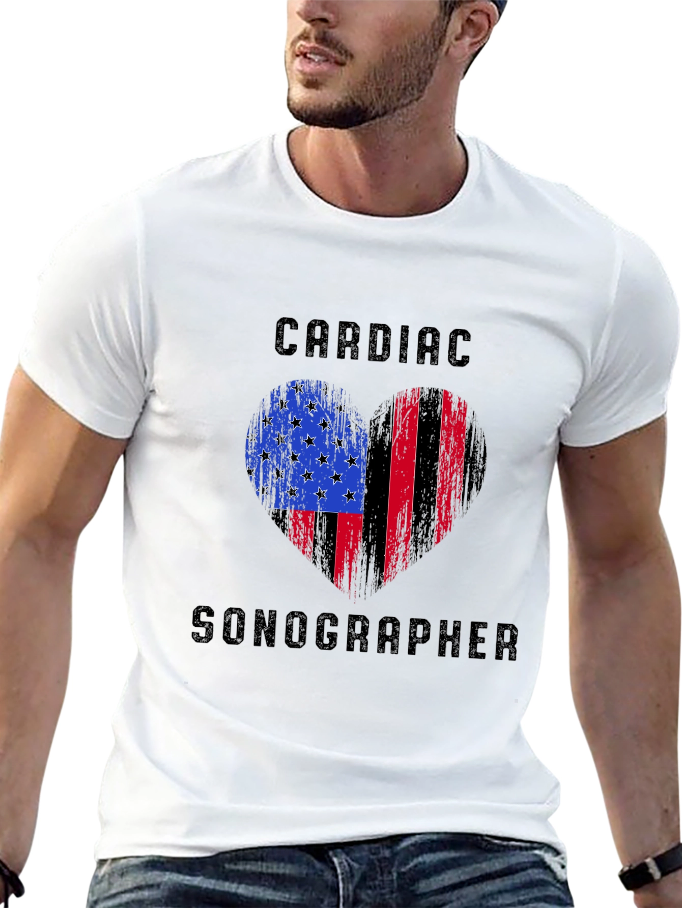 Cardiac Sonographer Heart Flag T-Shirt