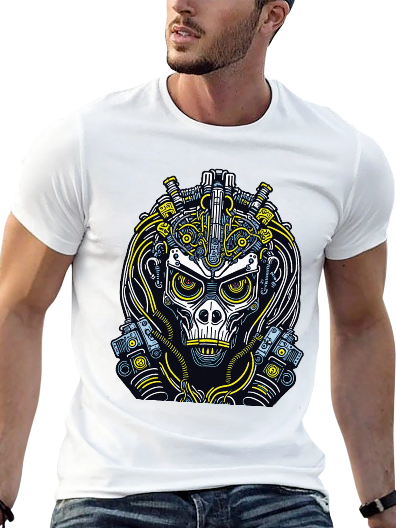 Cyberpunk Skull Graphic T-Shirt