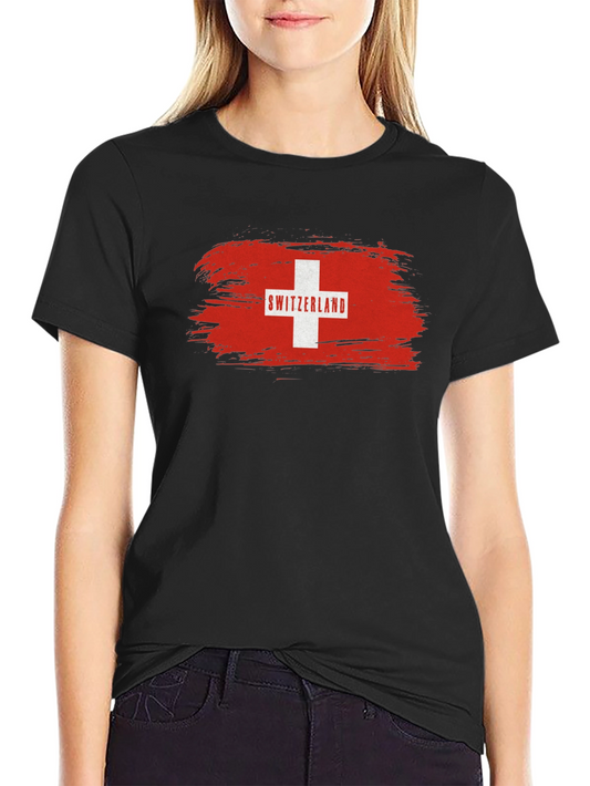 Switzerland Flag T-Shirt - Black Graphic Tee