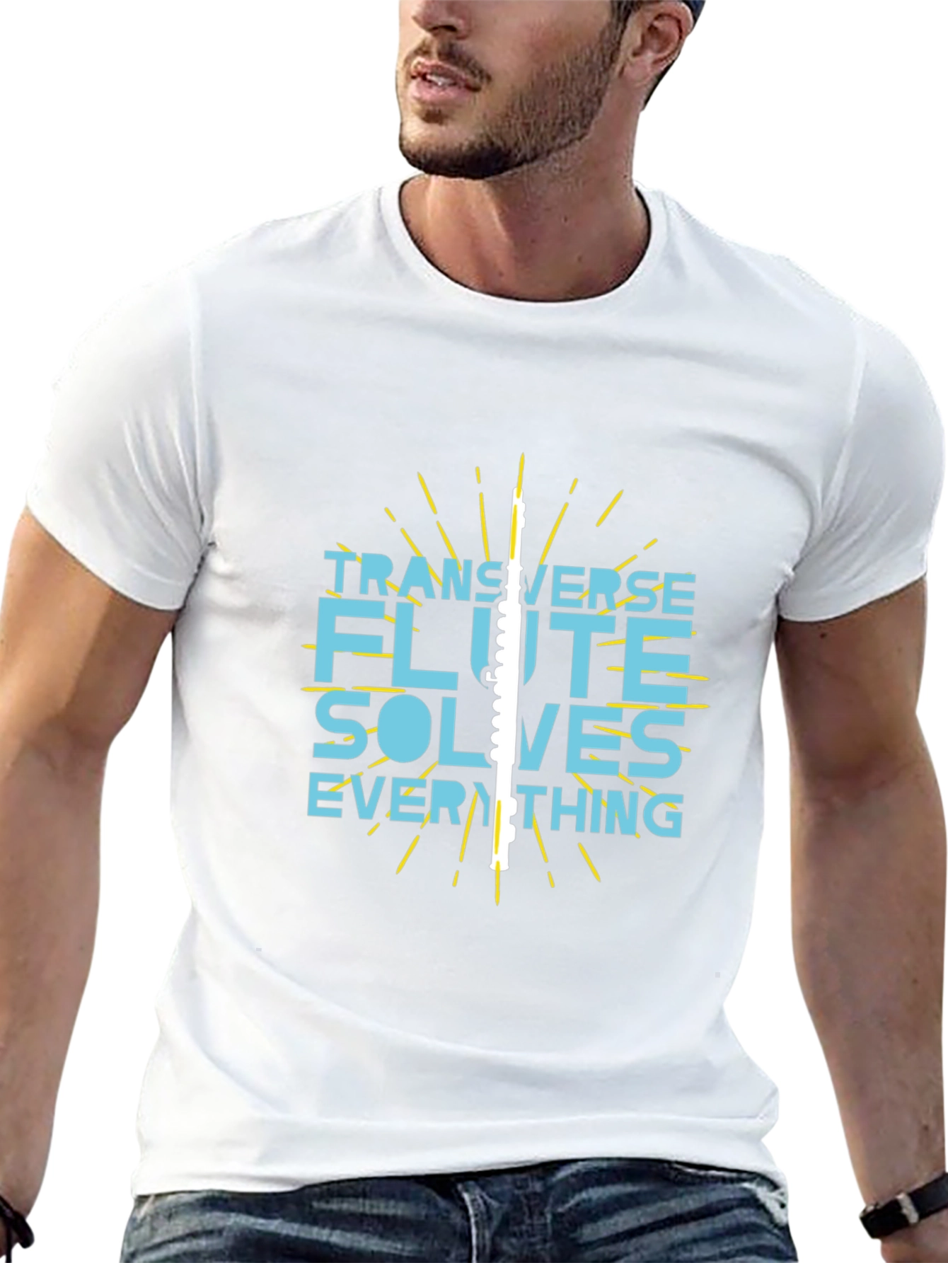 Transverse Flute Solves Everything Black Graphic Tee