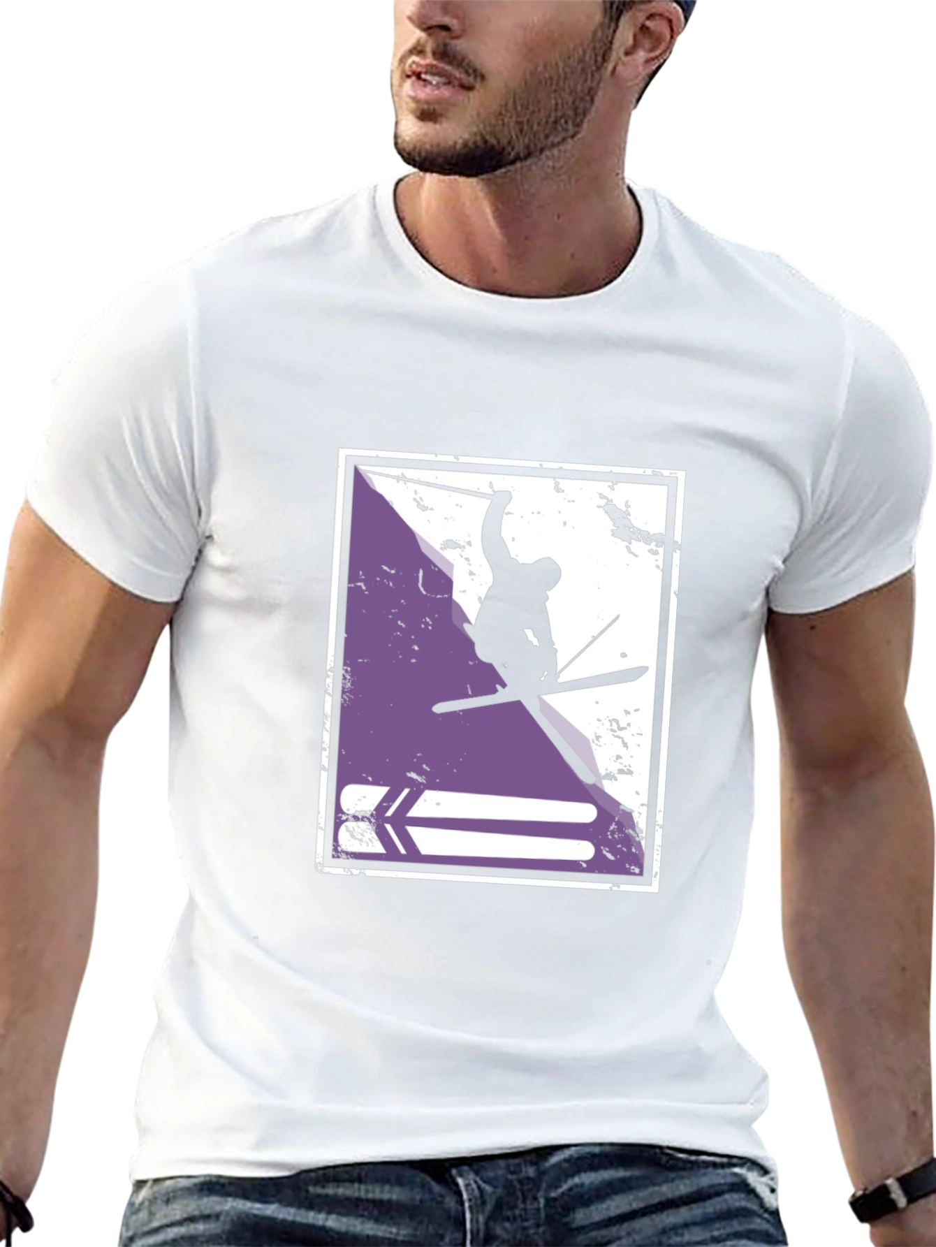 Ski Jumper Graphic T-Shirt - Stylish Black Tee