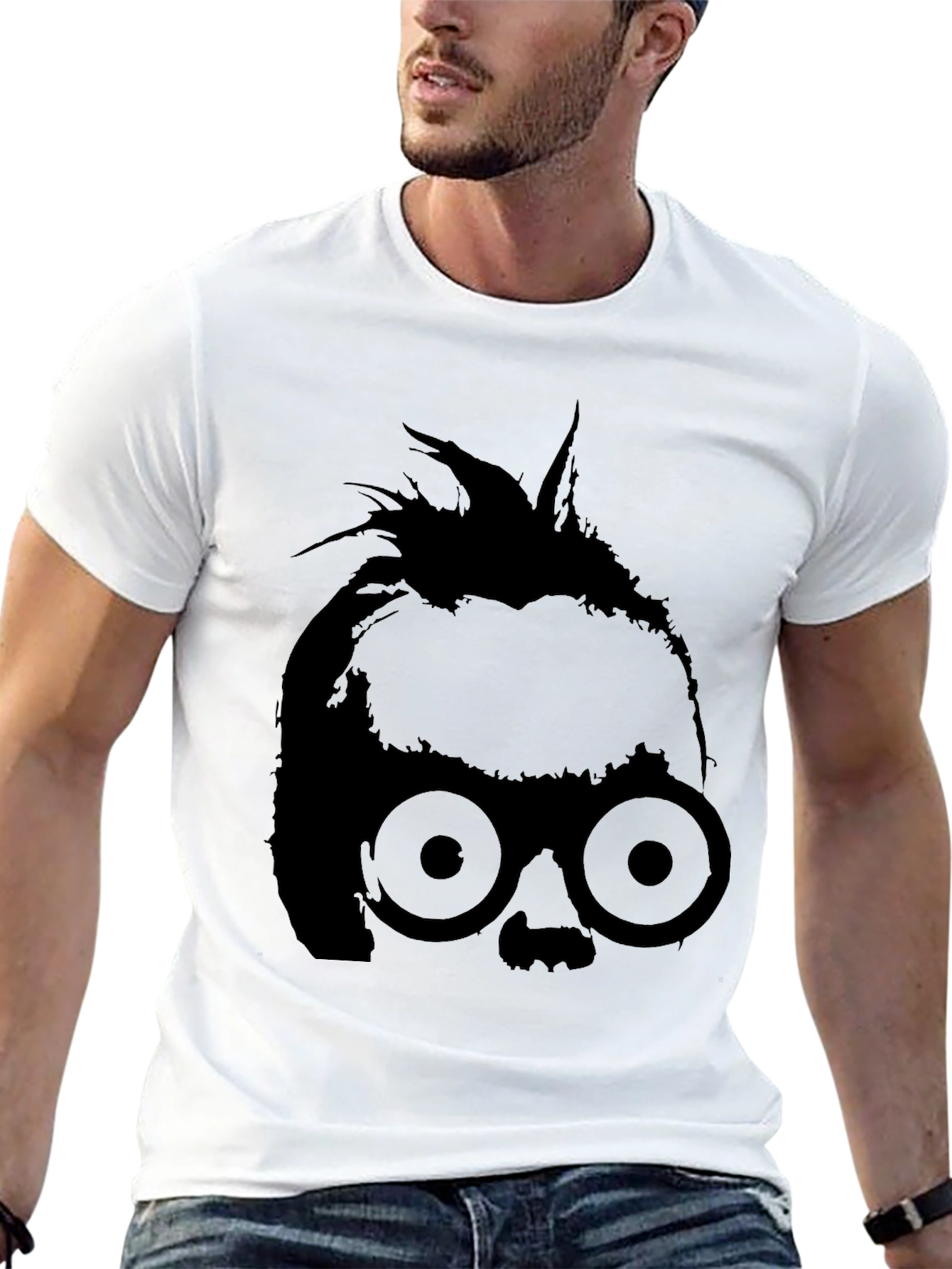 Abstract Silhouette Graphic T-Shirt - Black