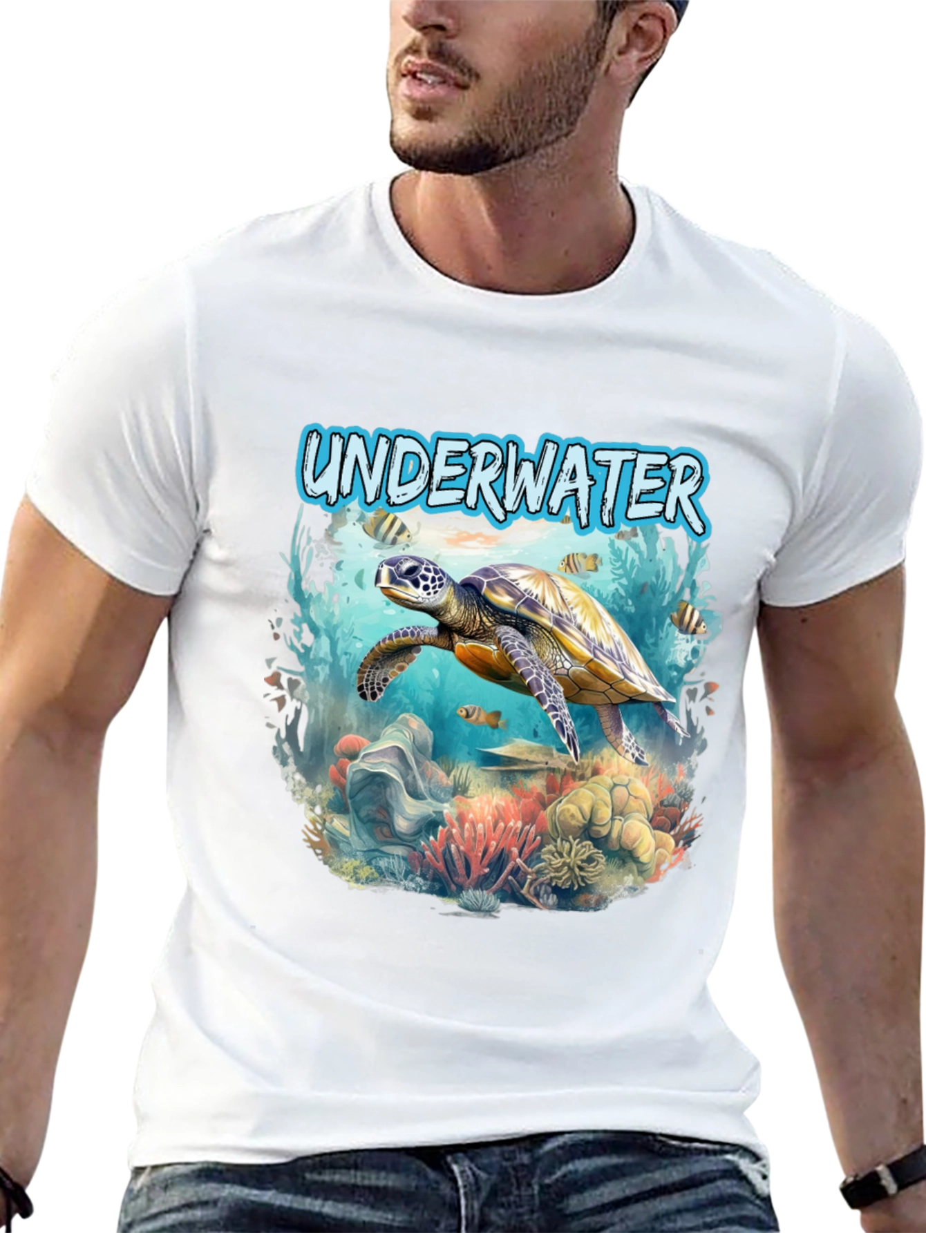 Underwater Sea Turtle Graphic Tee - Dive into Style!
