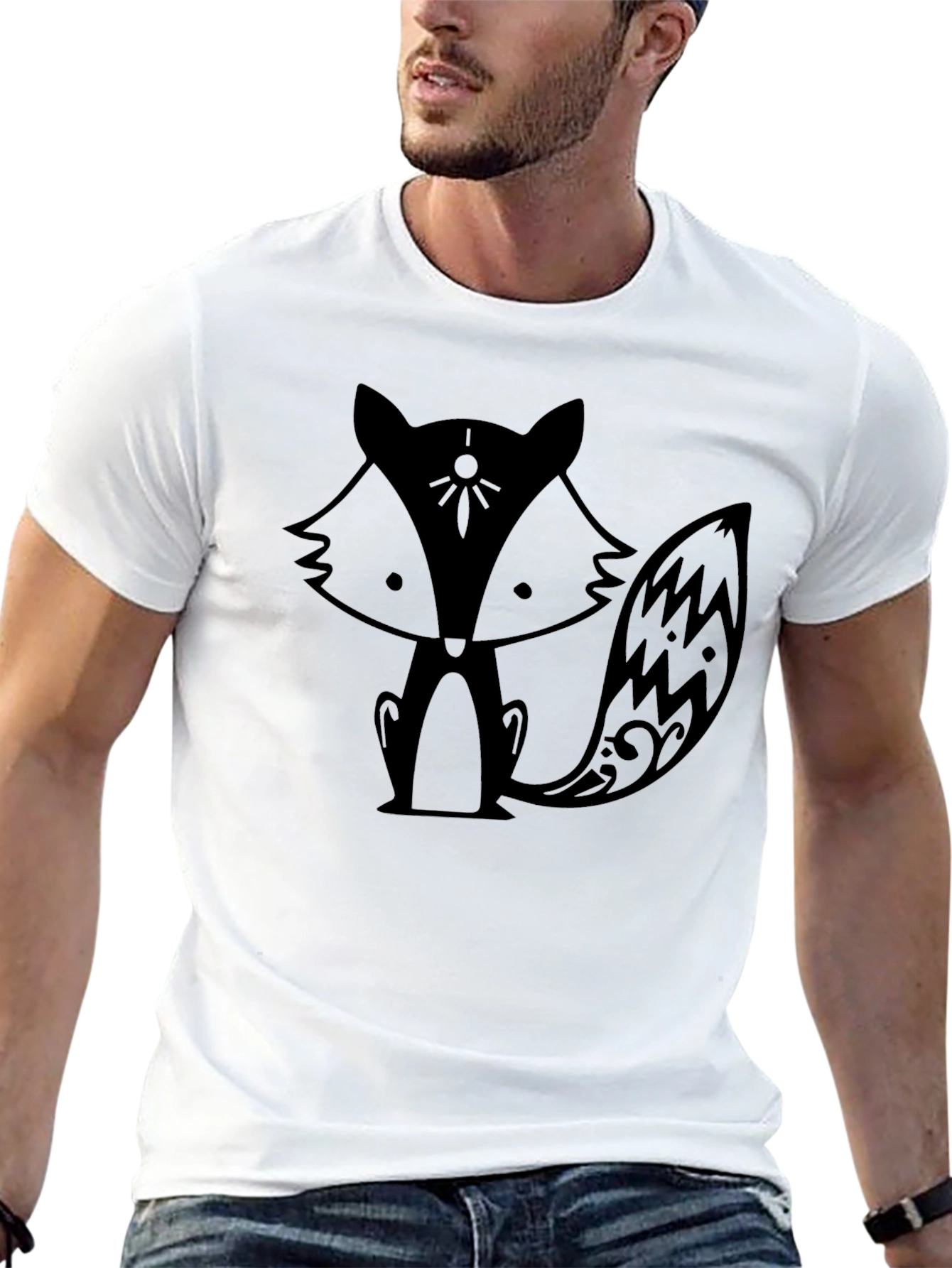 Fox Graphic Print Black T-Shirt