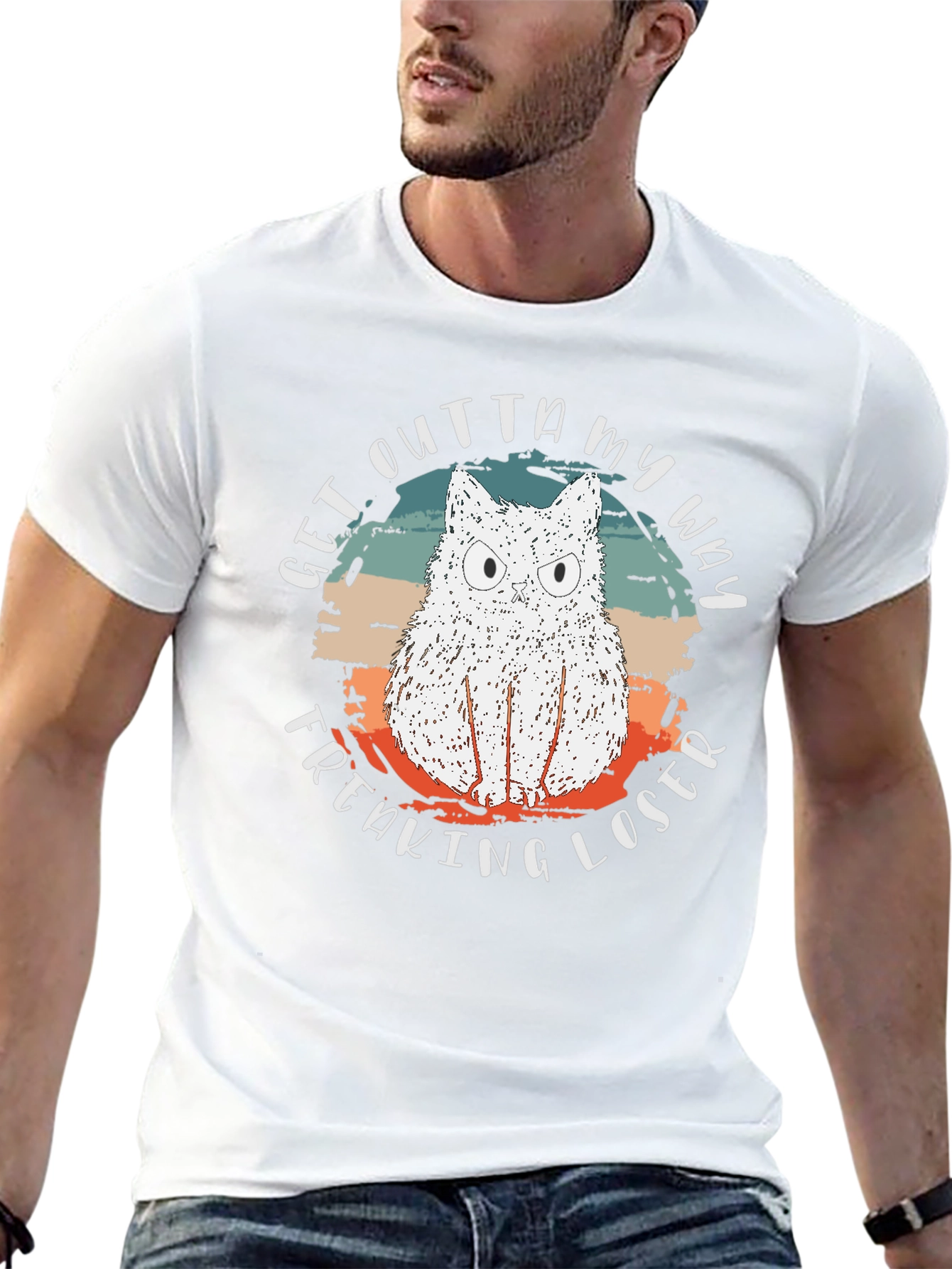 Funny Cat Freaking Loser Graphic T-Shirt
