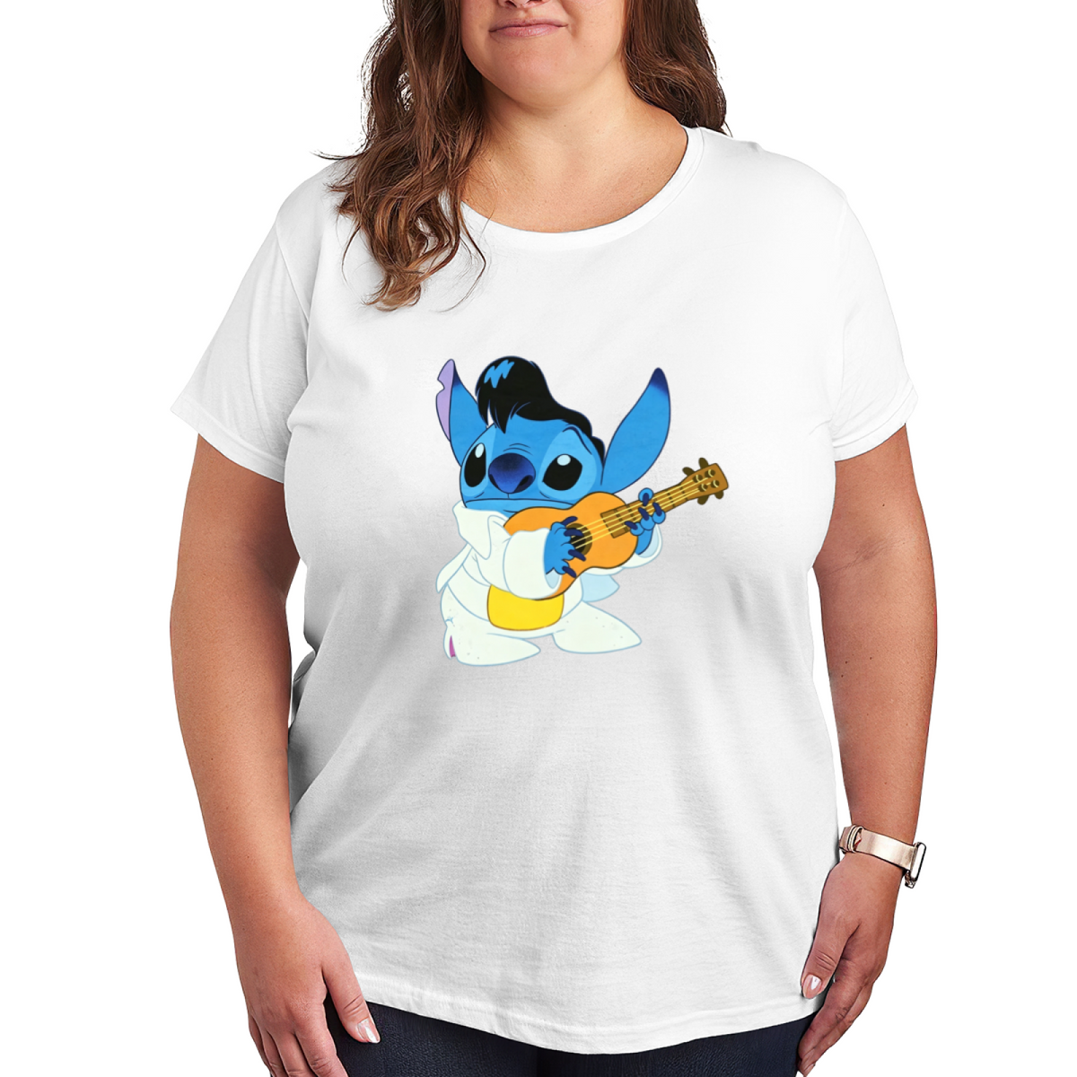 Rockstar Elvis Stitch Retro Fun Plus?Size Women Short Sleeve Tee