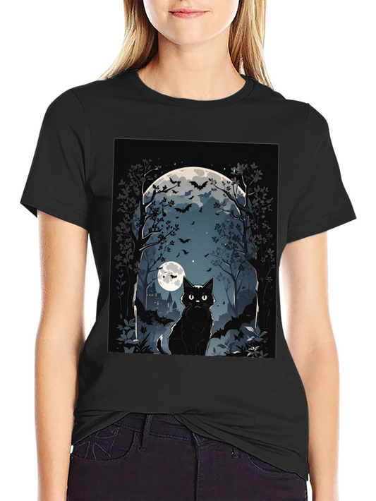 Halloween Black Cat Graphic Tee