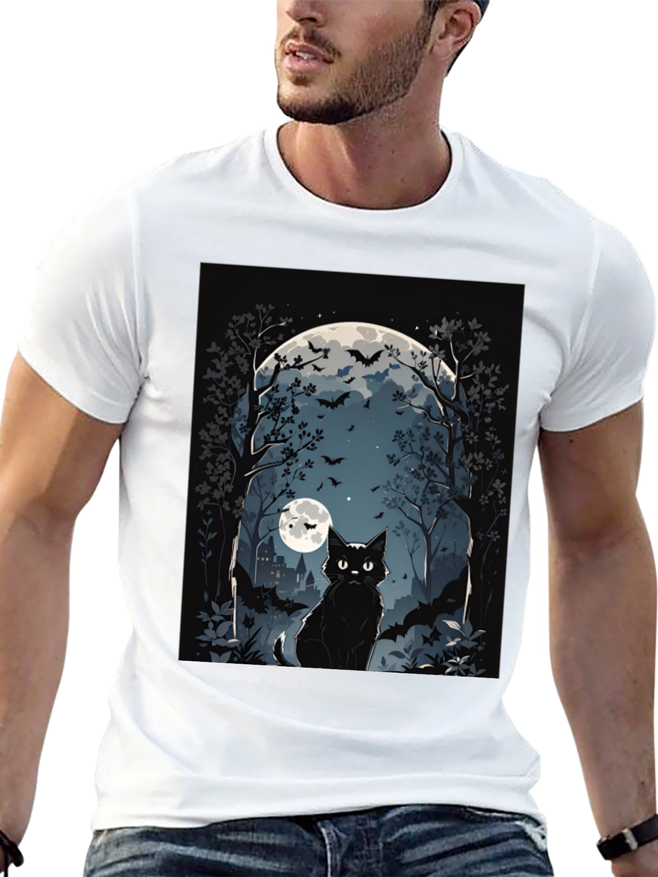 Halloween Black Cat Graphic Tee