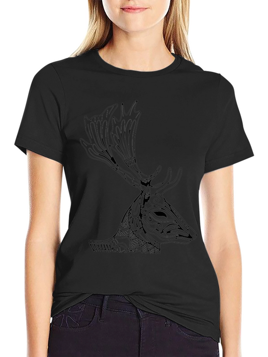 Deer Head Graphic Print T-Shirt