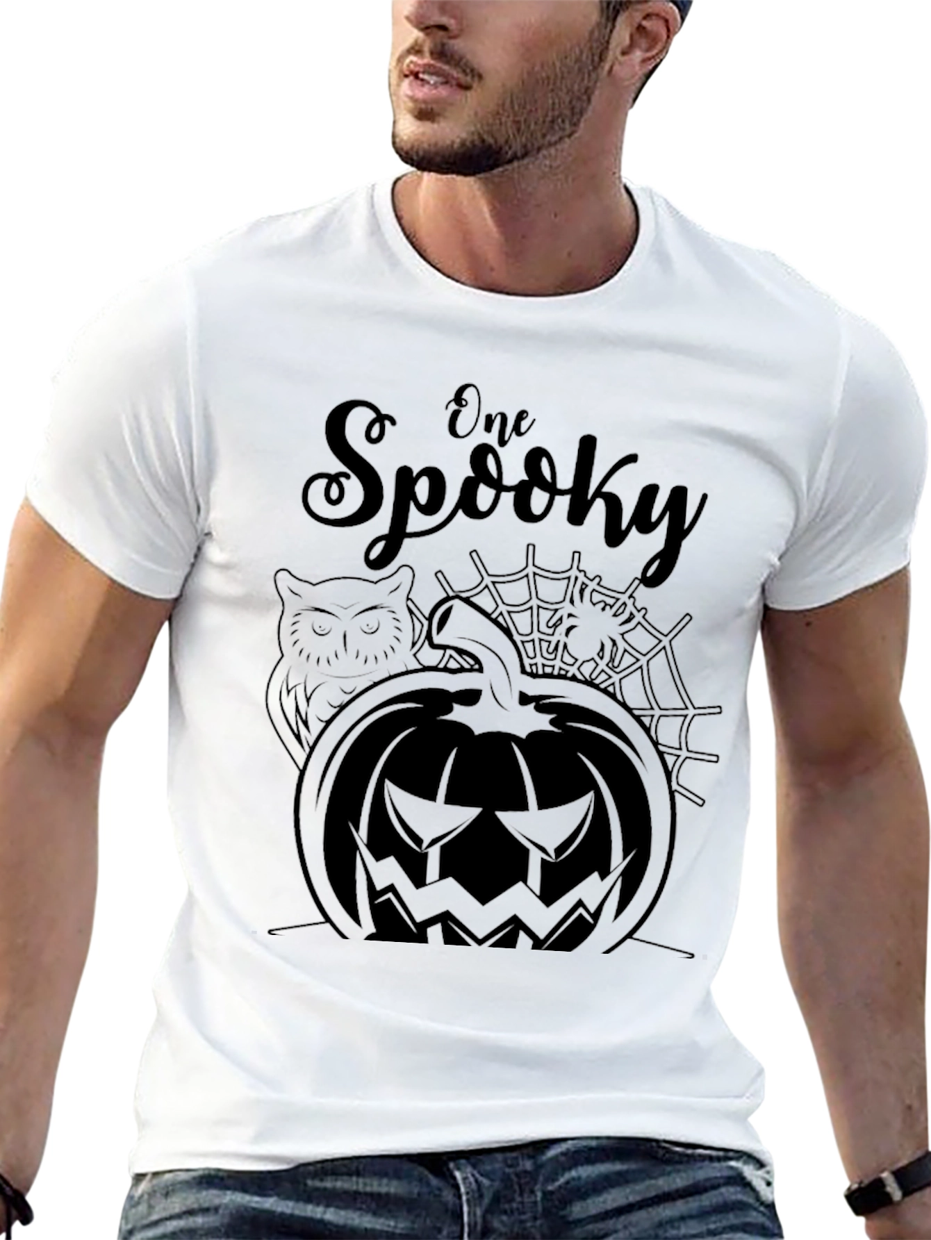 One Spooky Halloween Black Graphic Tee Shirt