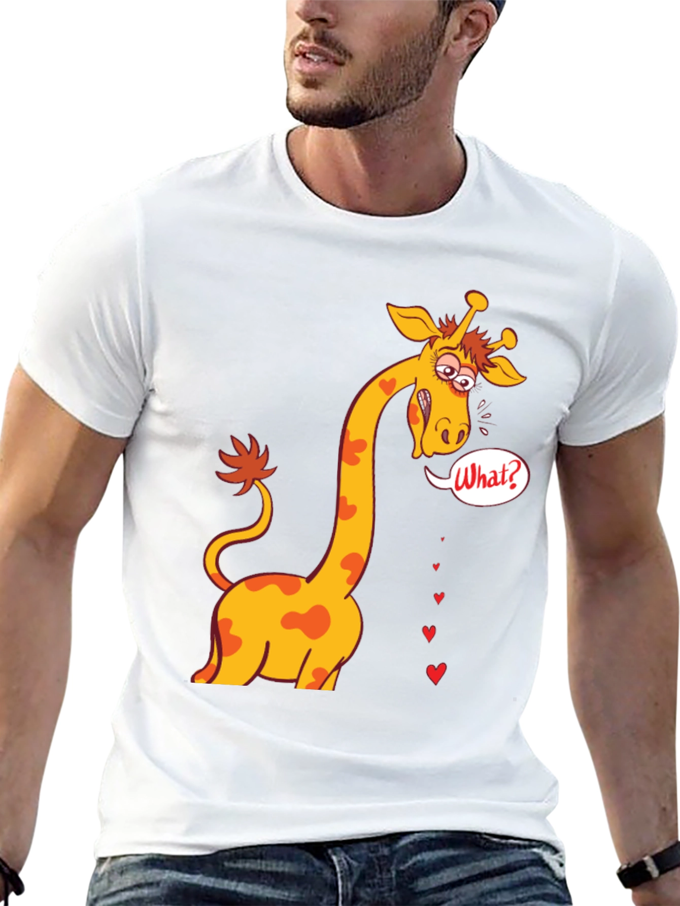 Funny Giraffe What? T-Shirt - Black