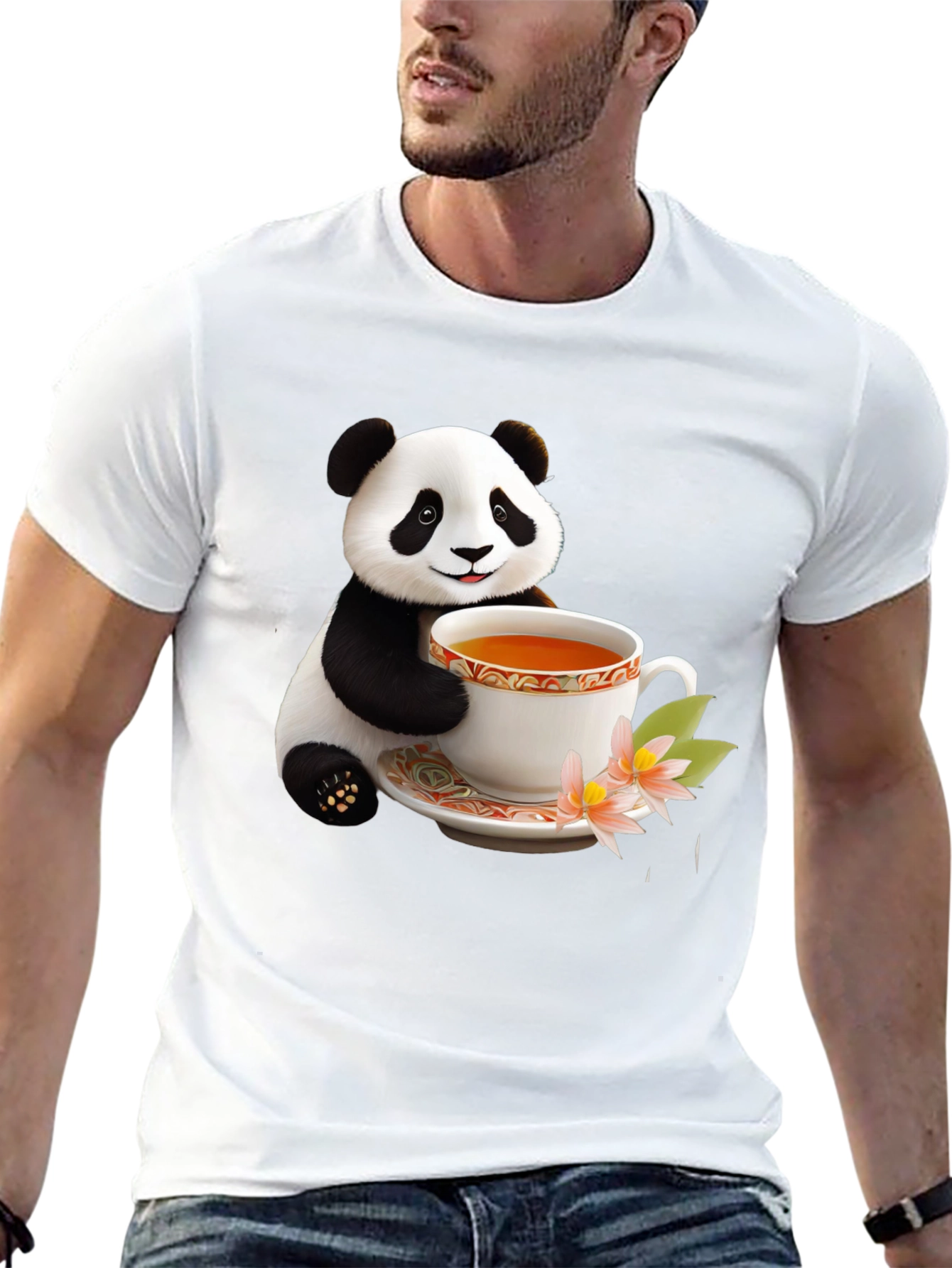Panda Tea Time Graphic Tee - Cute Animal Design