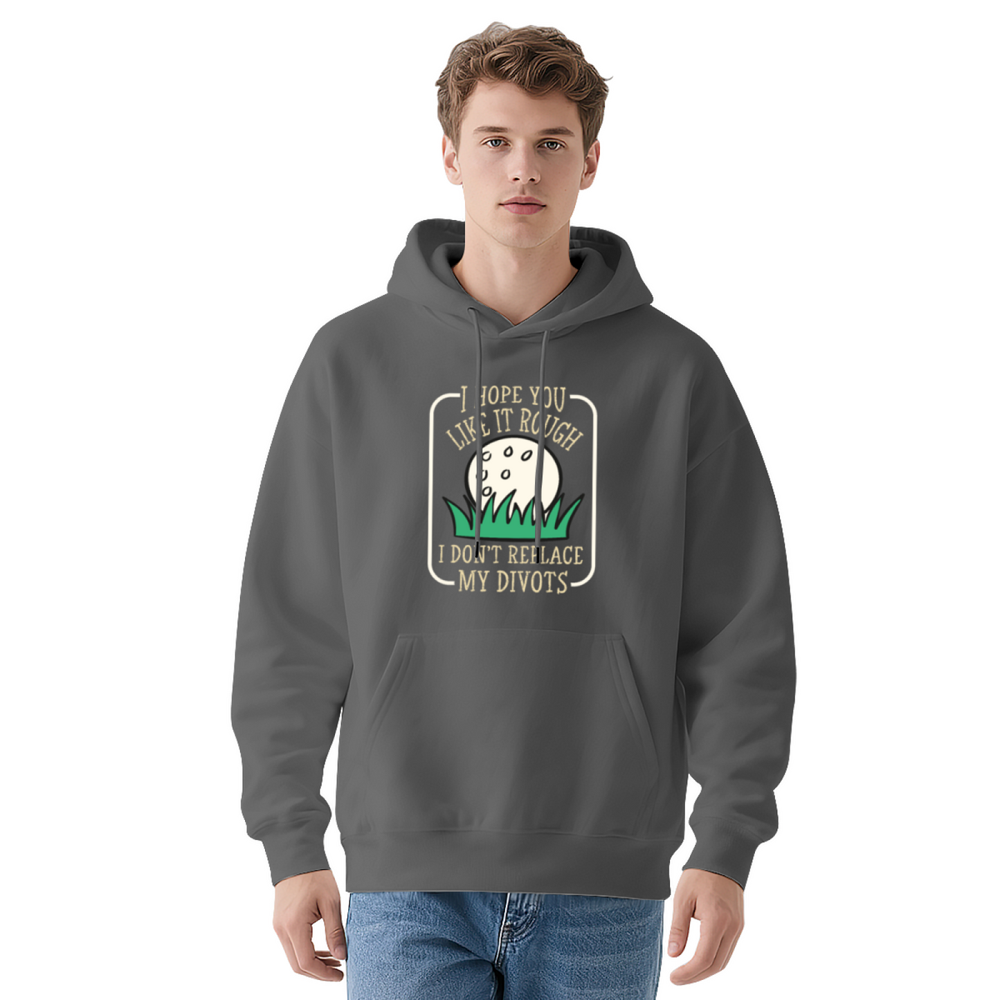 I Hope You Like It Rough Golf Funny Text Navy Hoodie, Golfer Soft Casual Sweatshirt