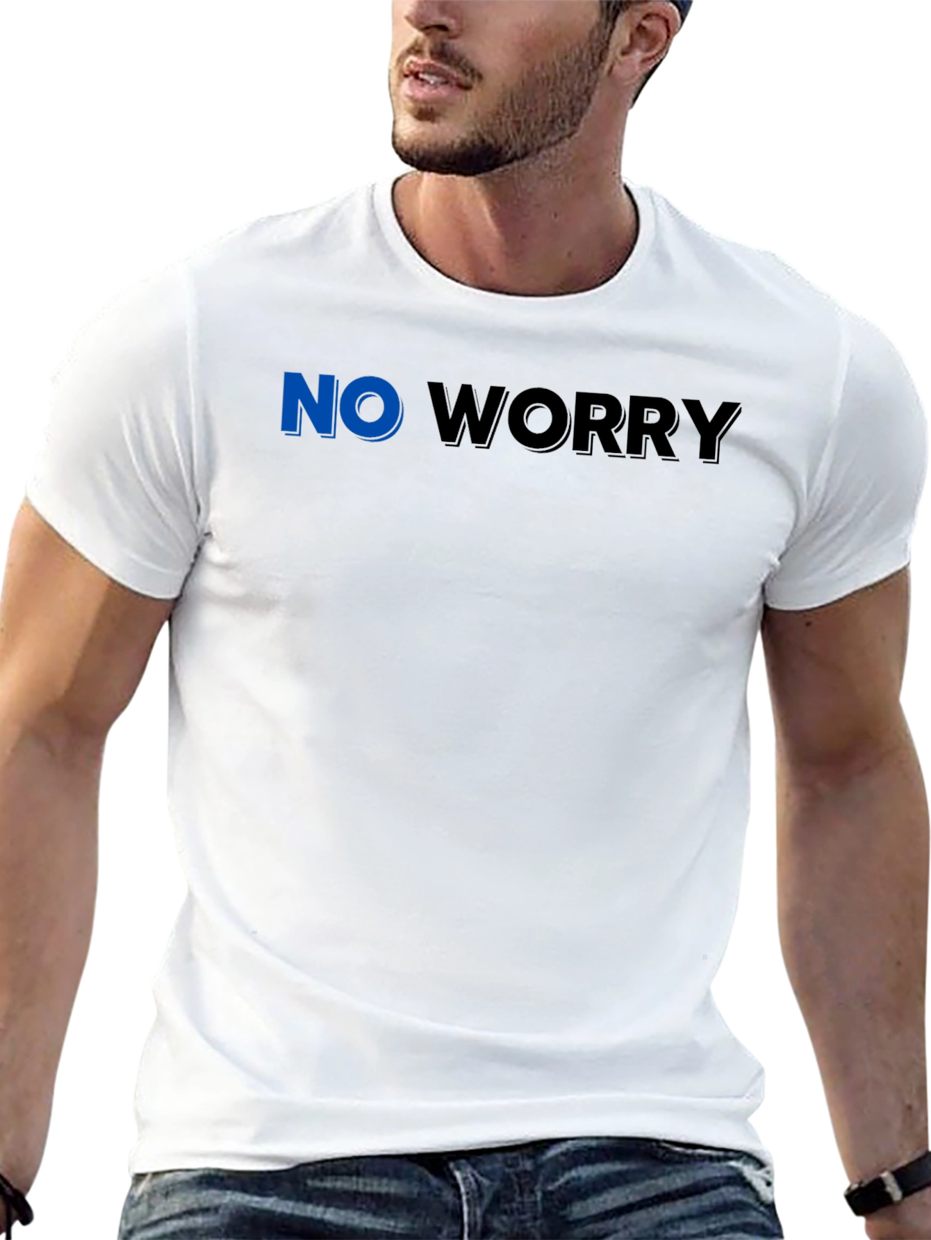 No Worry Graphic Tee - Black Cotton Casual