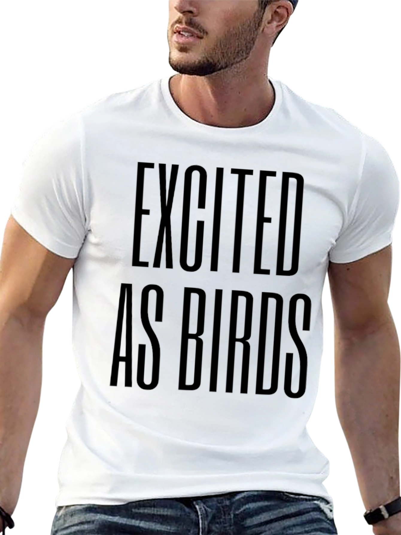 Excited as Birds Graphic Black T-Shirt