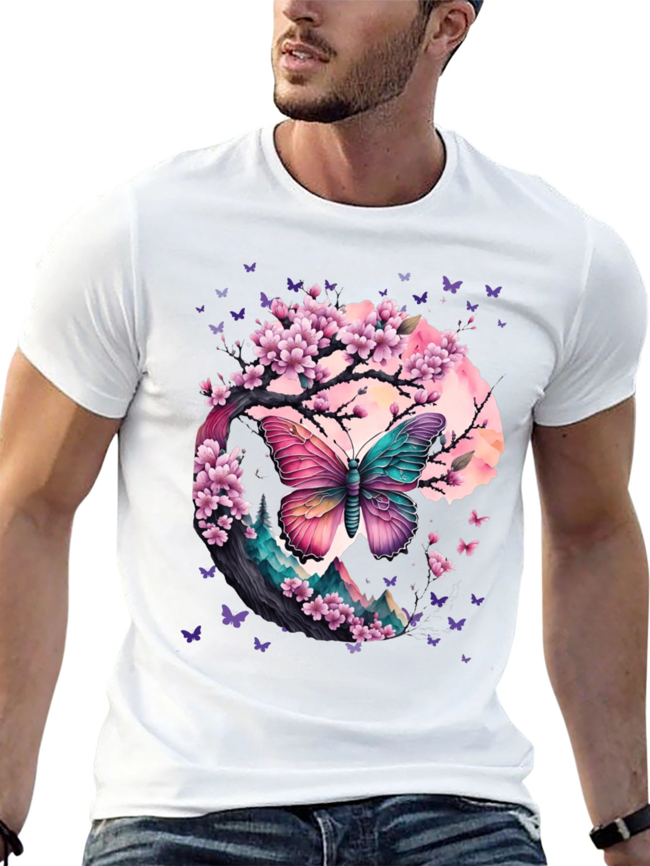 Butterfly Cherry Blossom Graphic Tee