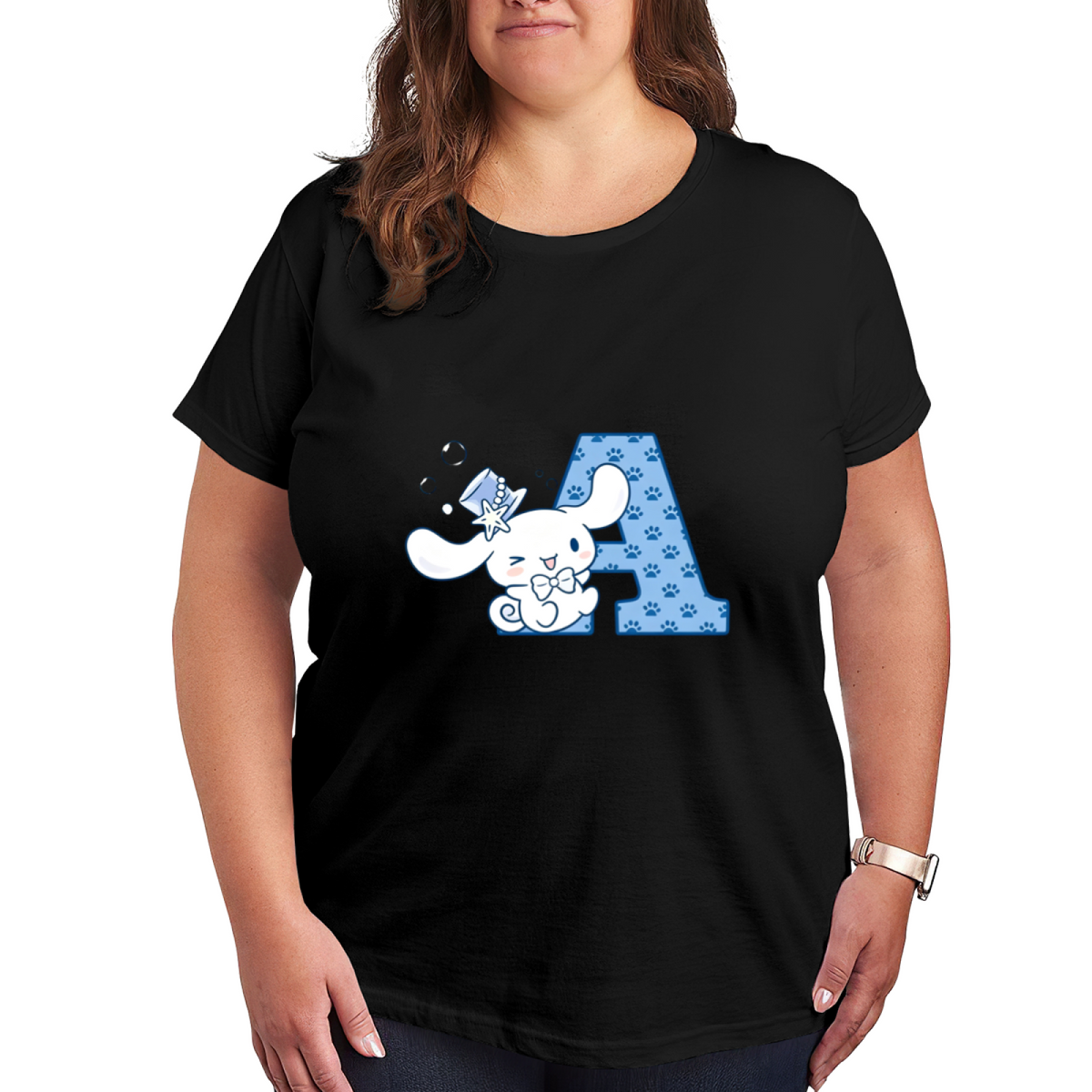 Adorable Cinnamoroll Letter A Design Plus?Size Women T?Shirt