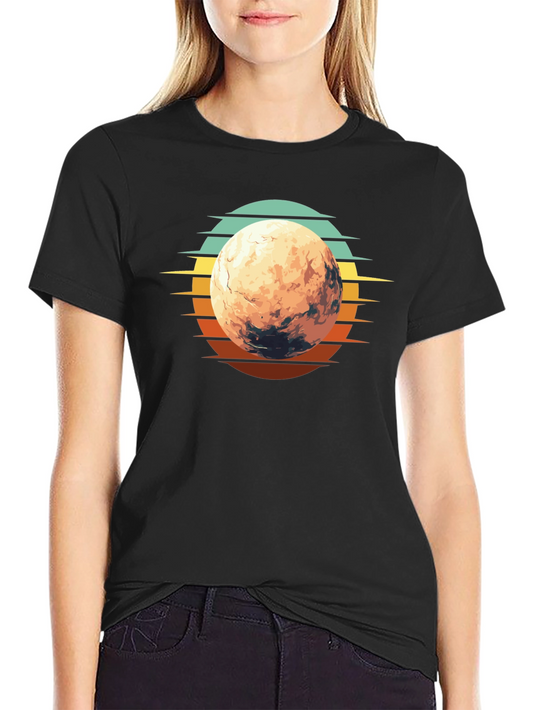 Retro Mars Graphic T-Shirt - Black Cotton Blend