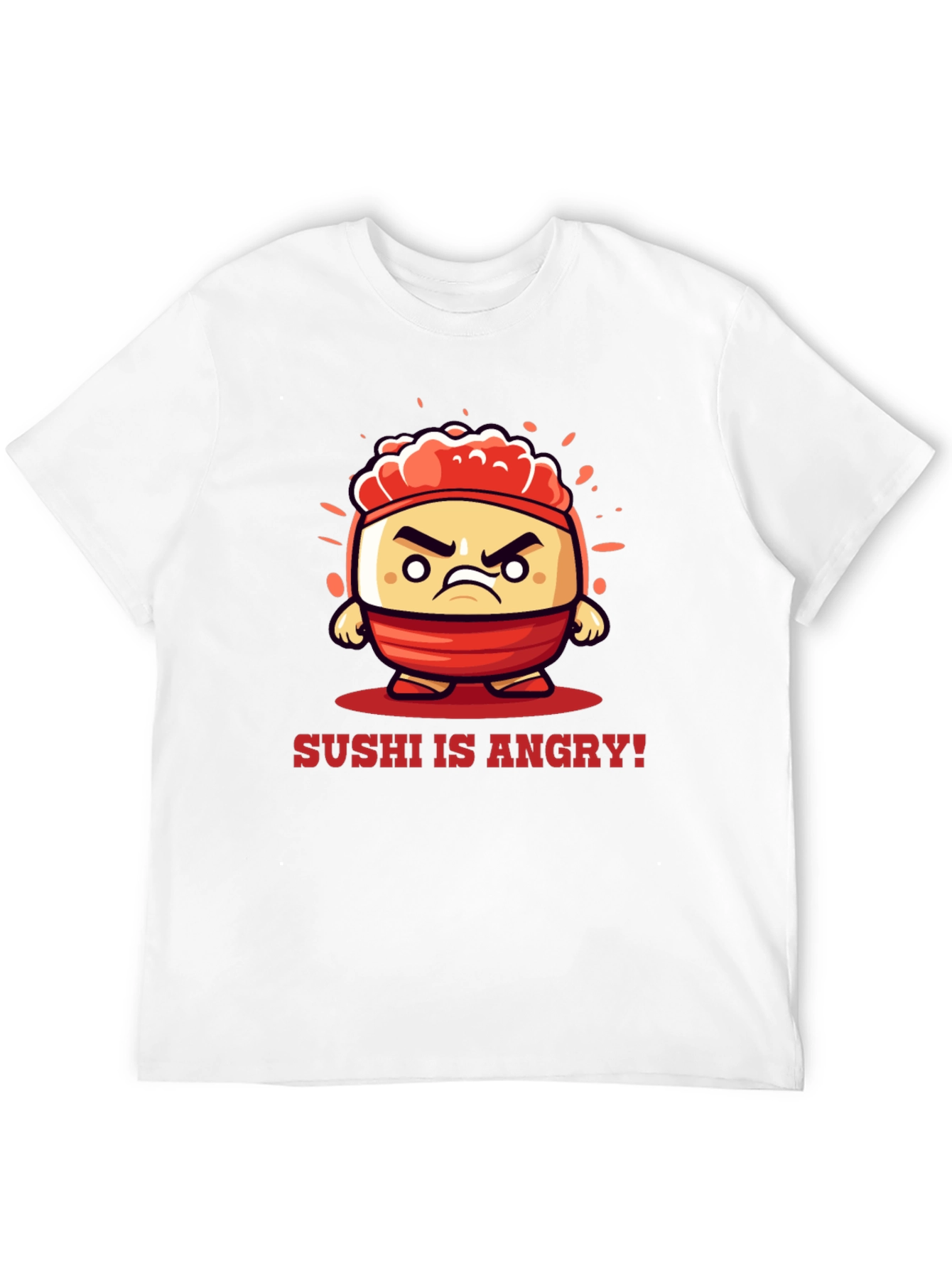 Angry Sushi Cartoon Graphic T-Shirt