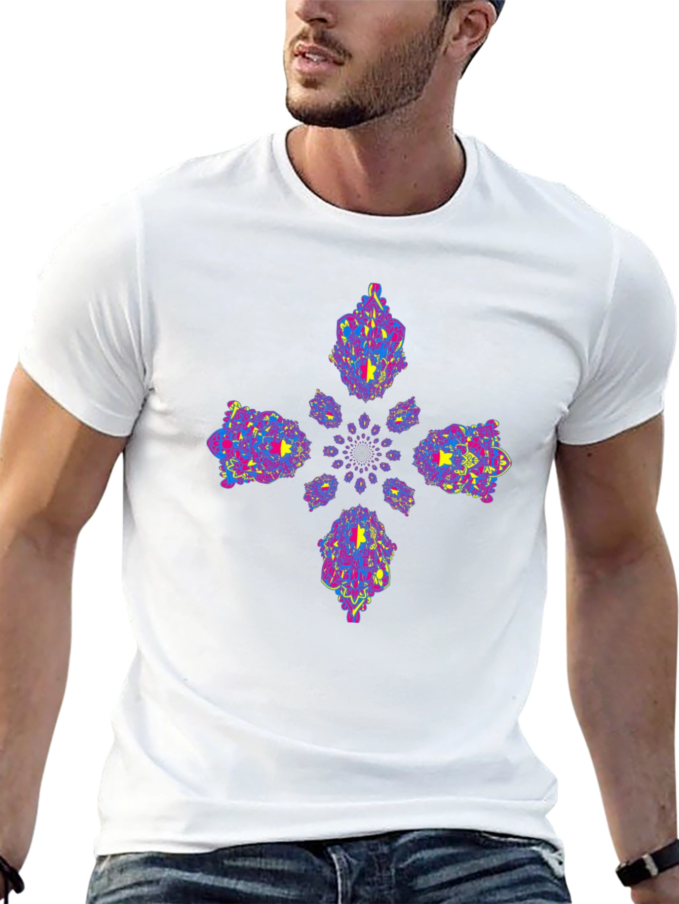 Vibrant Fractal Black Tee