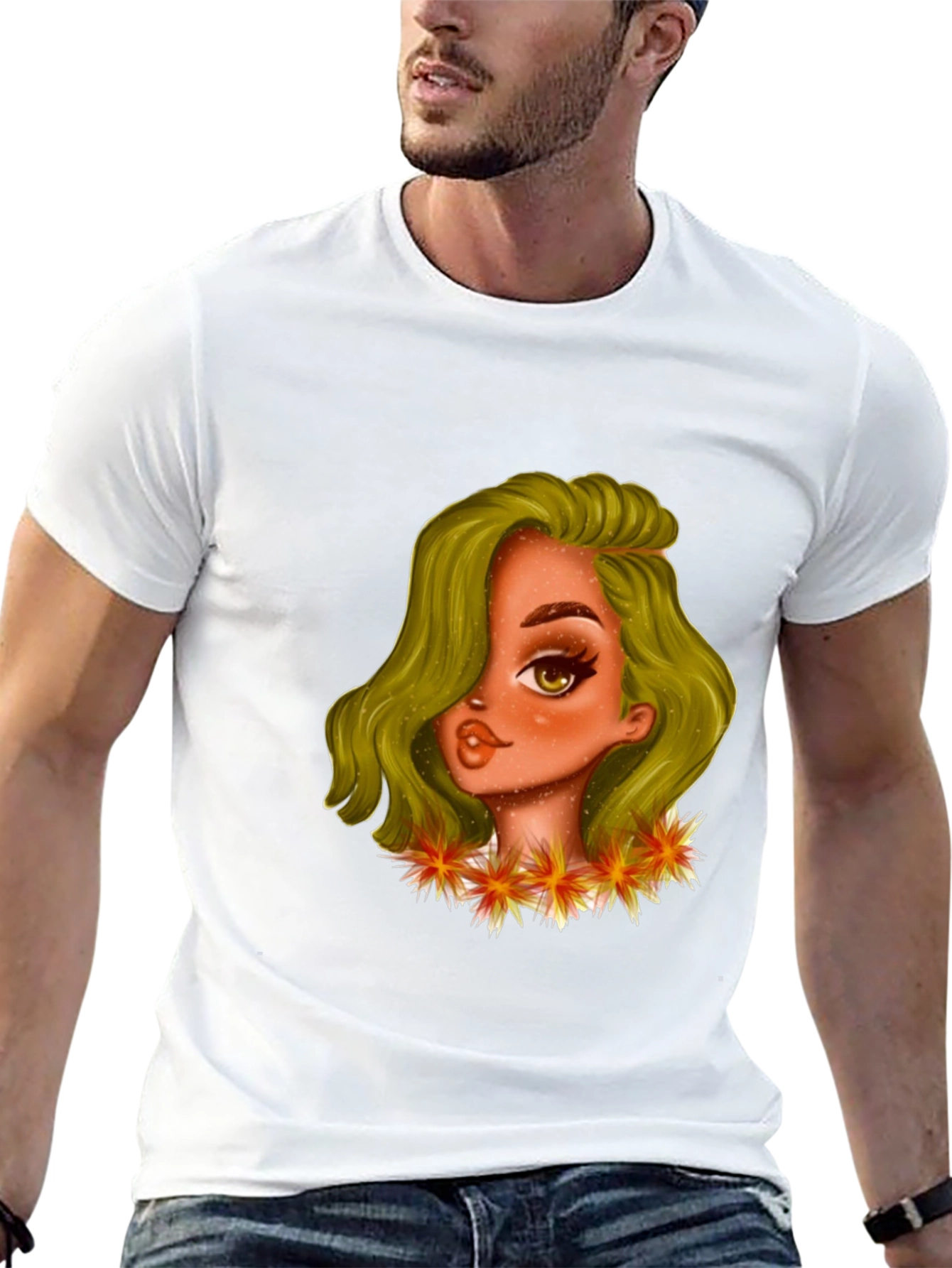 Black T-Shirt with Cartoon Girl Graphic