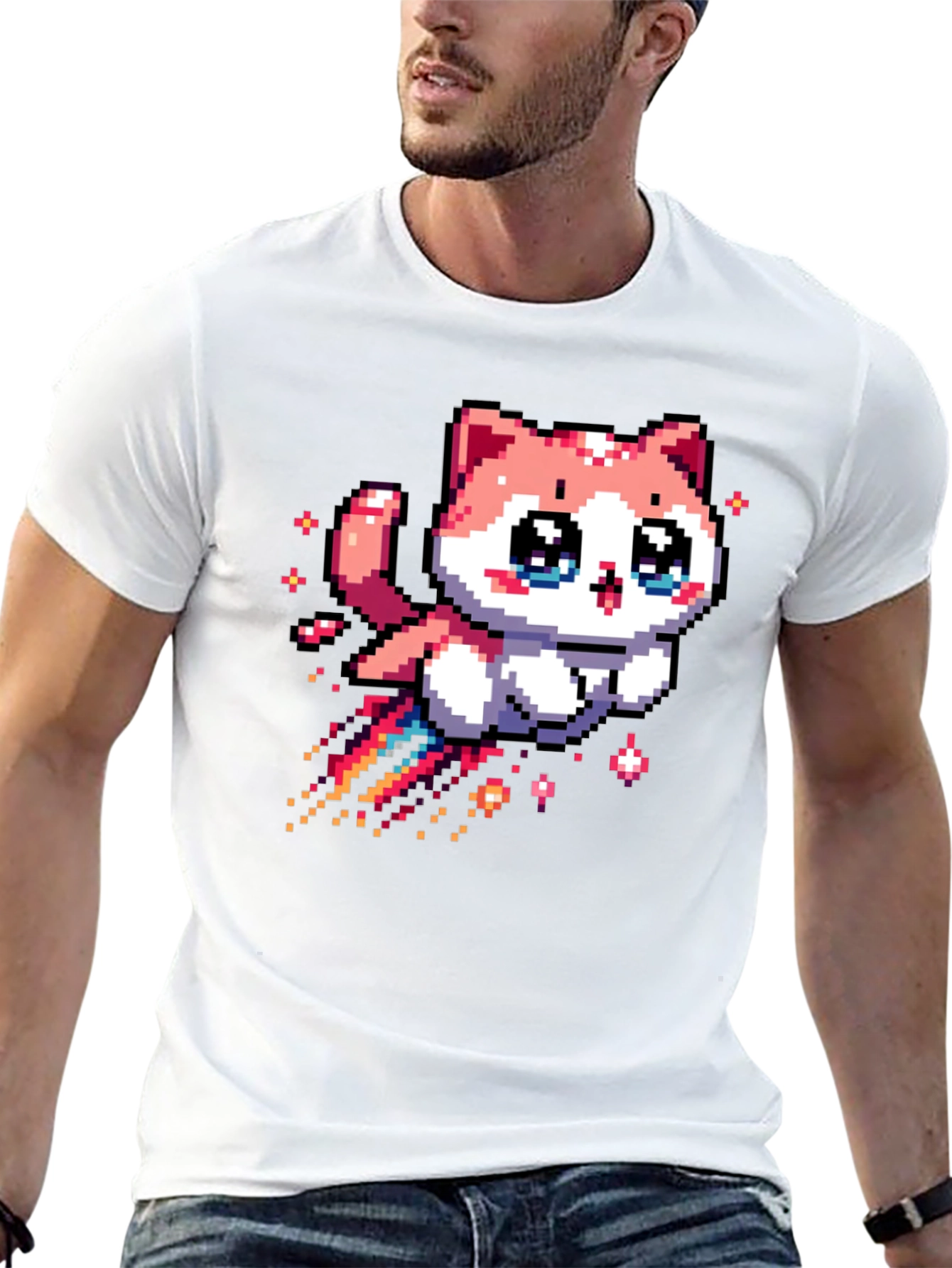 Pixel Cat T-Shirt - Cute Kawaii Style
