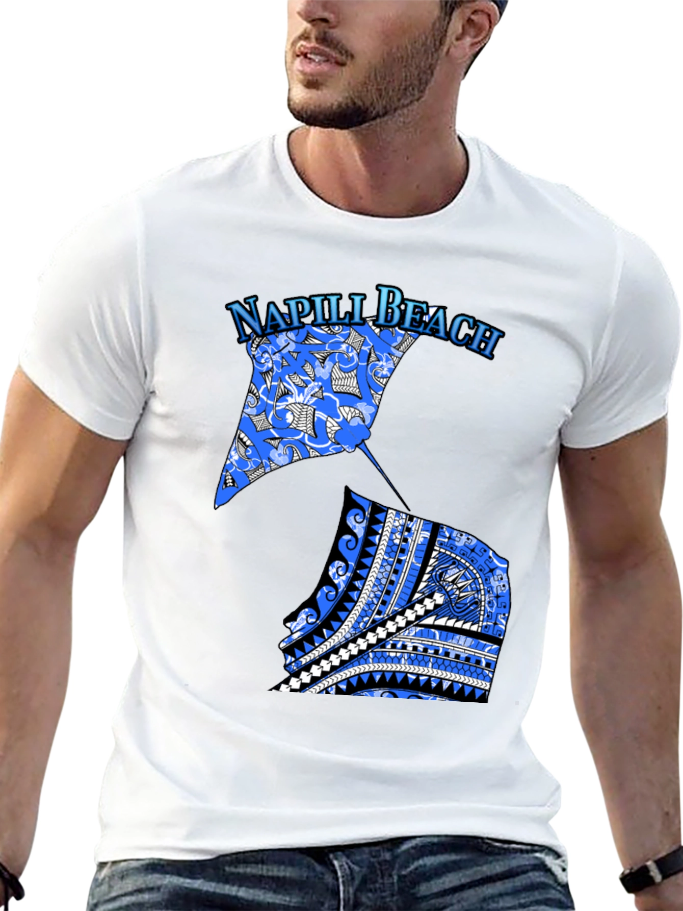 Napili Beach Graphic Tee - Manta Ray Design