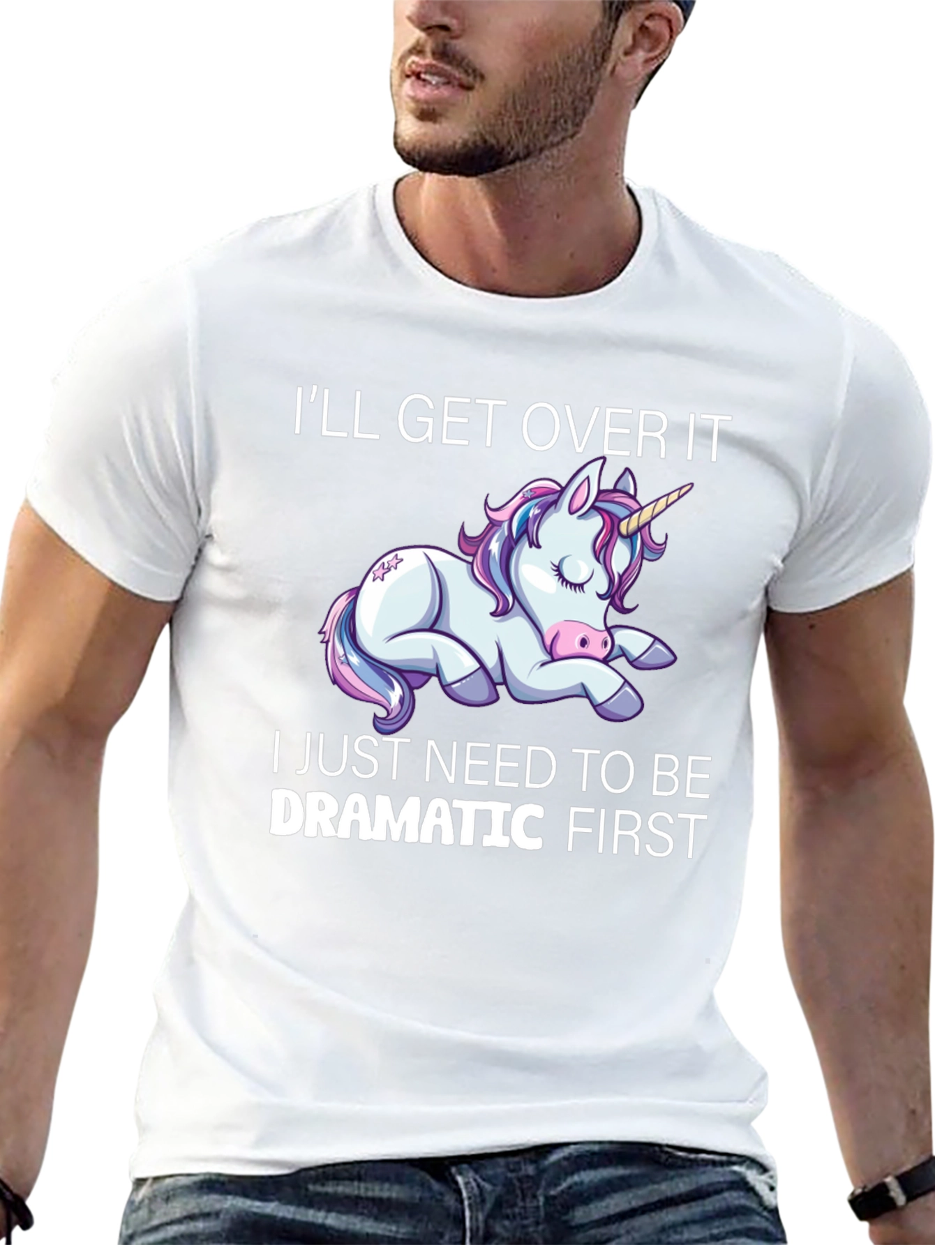 Dramatic Unicorn Graphic T-Shirt - Black