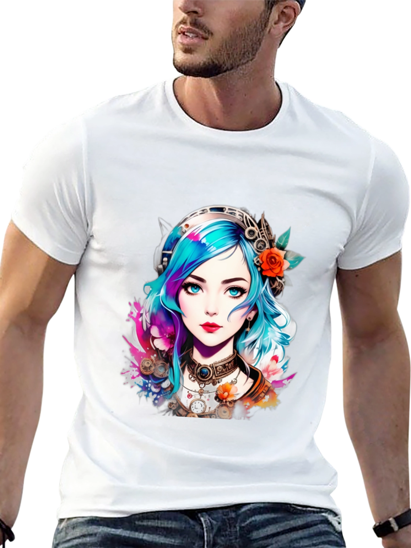 Steampunk Anime Girl Graphic Tee