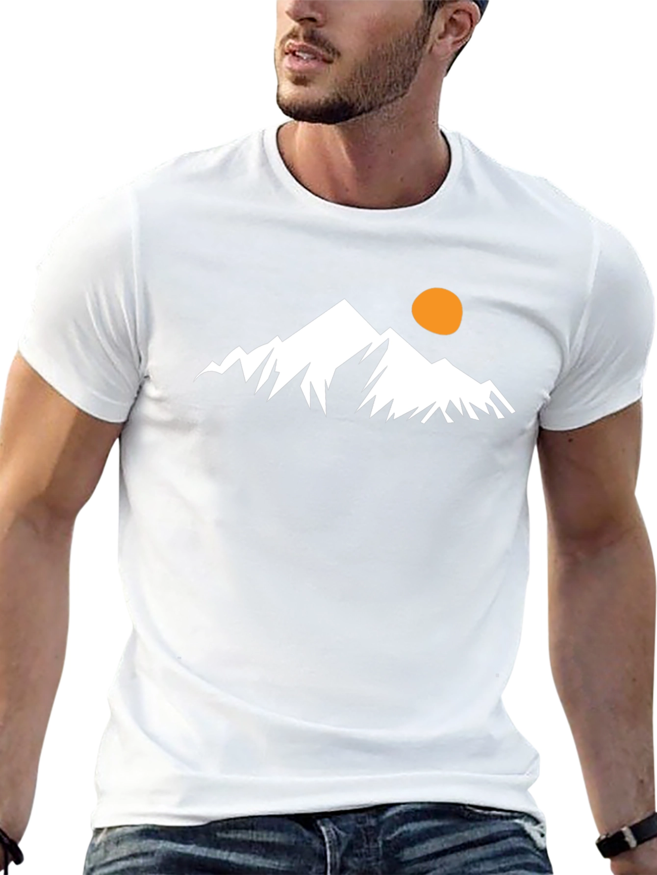 Mountain Peak Graphic Tee - Black Cotton Casual T-Shirt