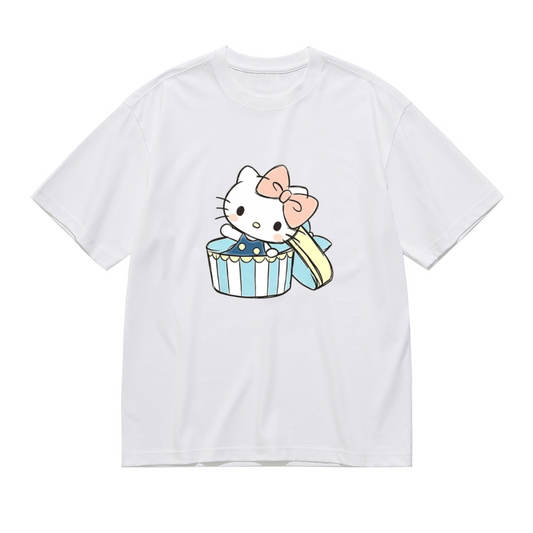 Gift?Box Hello Kitty Sweet Simple Cartoon Plus?Size Women T?Shirt