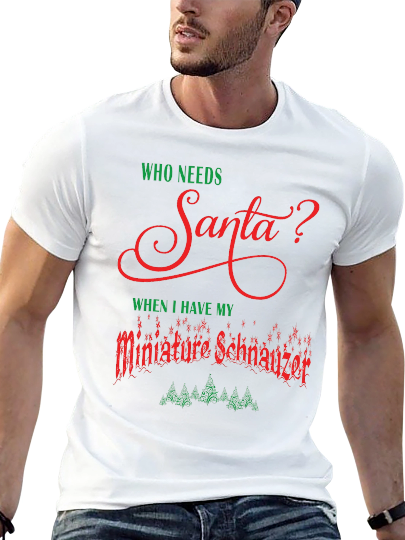 Funny Dog Christmas T-Shirt: Miniature Schnauzer Santa?